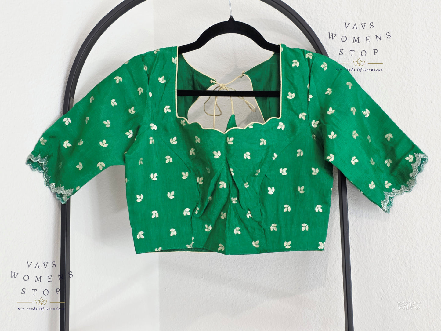 Green Munga Crepe Silk Stitched Blouse