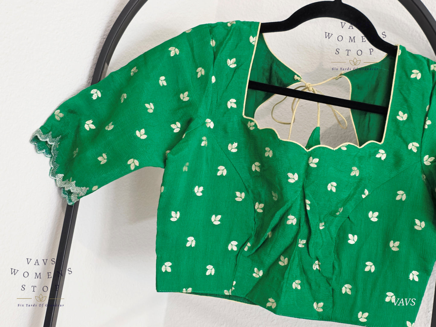 Green Munga Crepe Silk Stitched Blouse