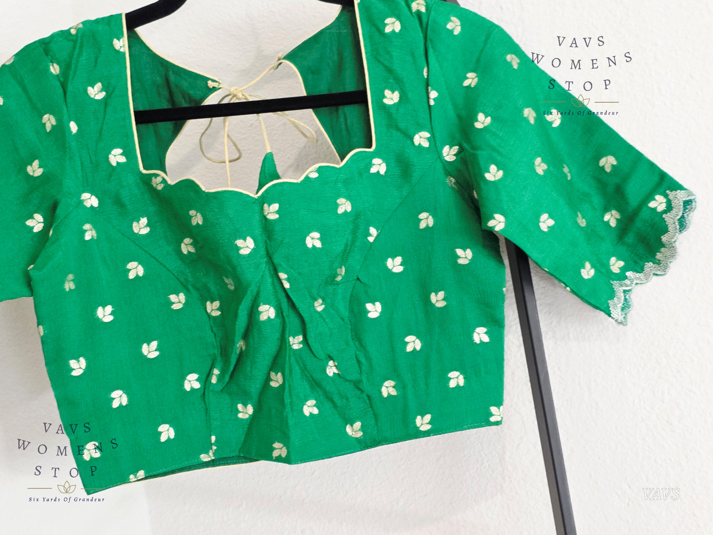 Green Munga Crepe Silk Stitched Blouse