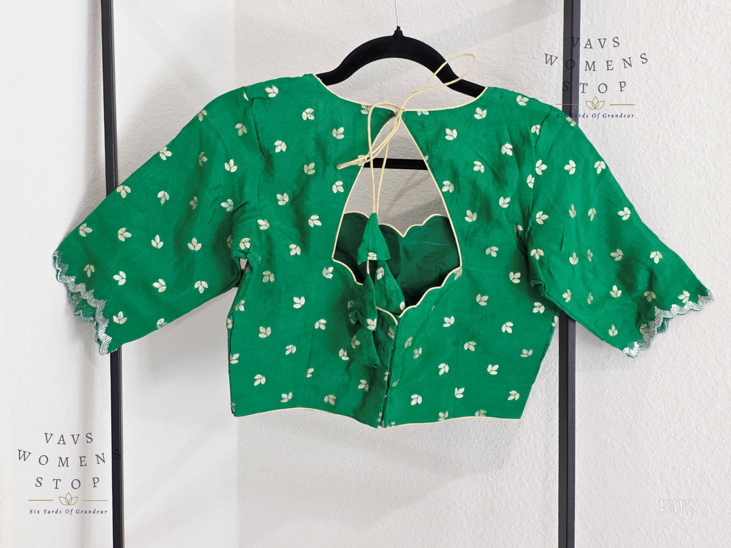 Green Munga Crepe Silk Stitched Blouse