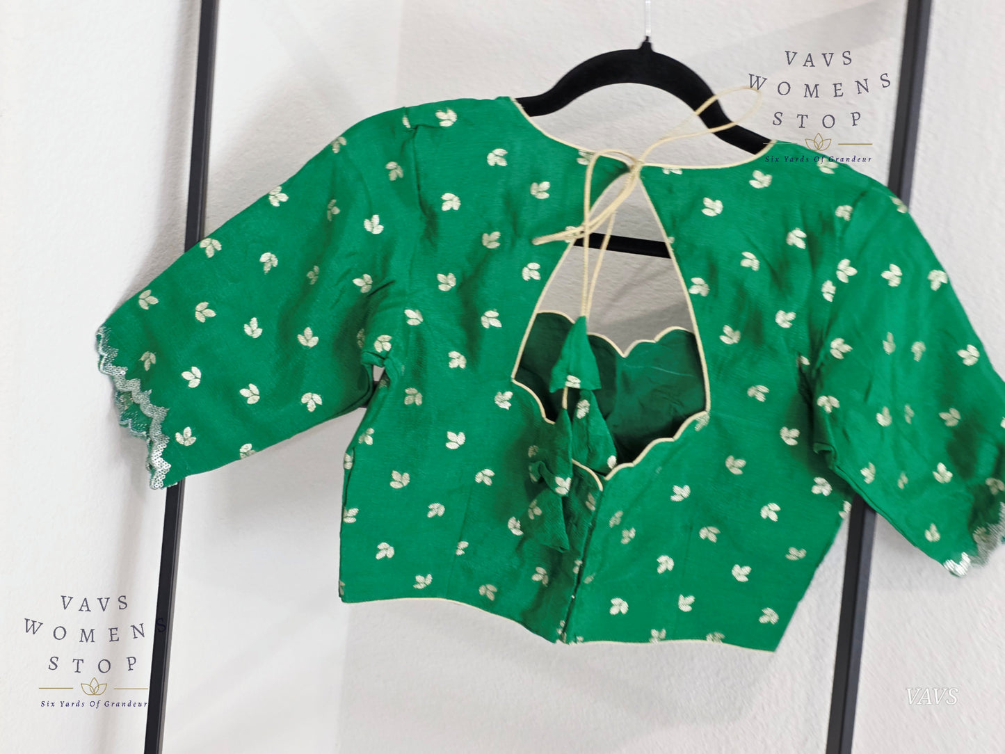 Green Munga Crepe Silk Stitched Blouse