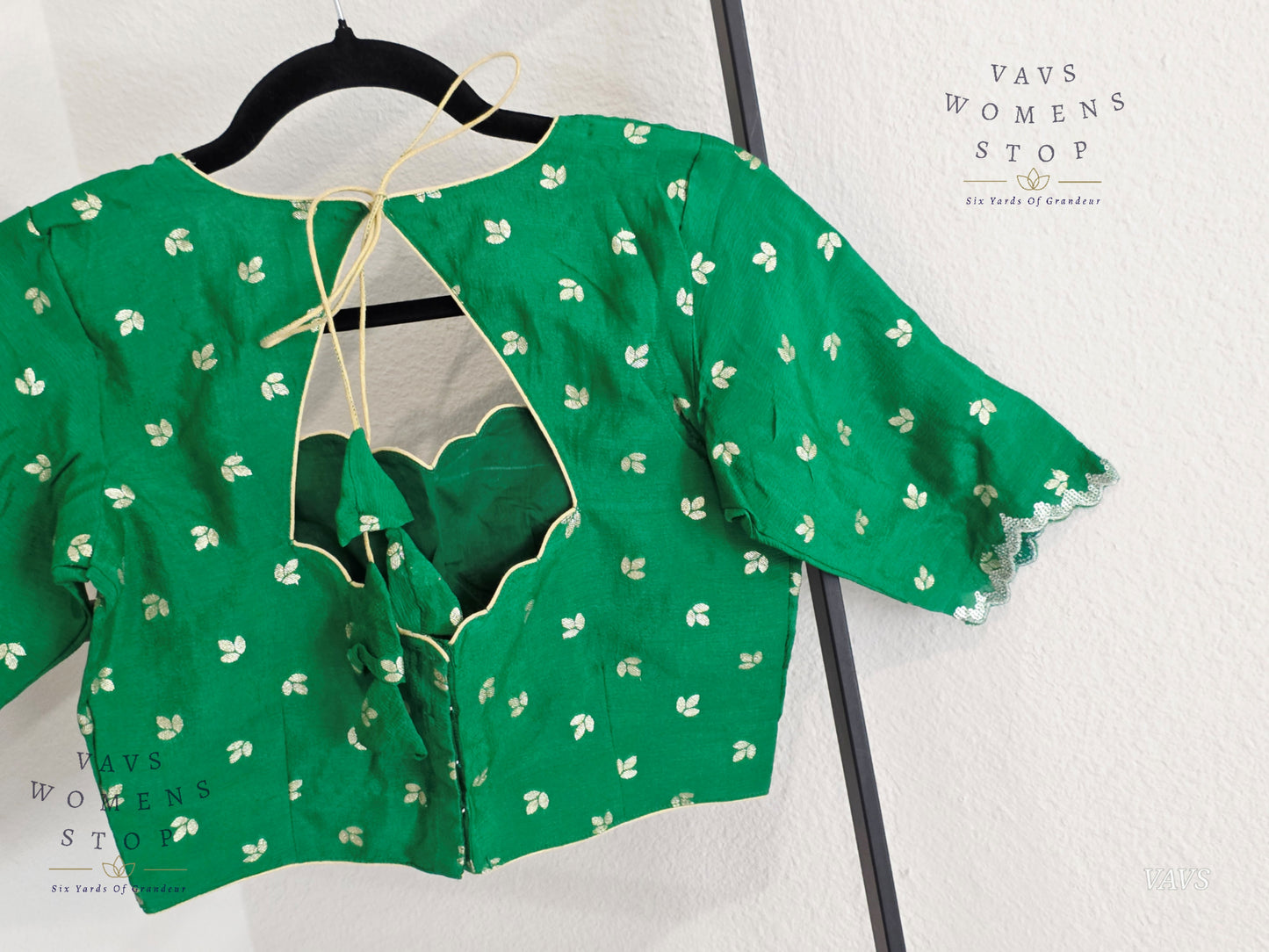 Green Munga Crepe Silk Stitched Blouse