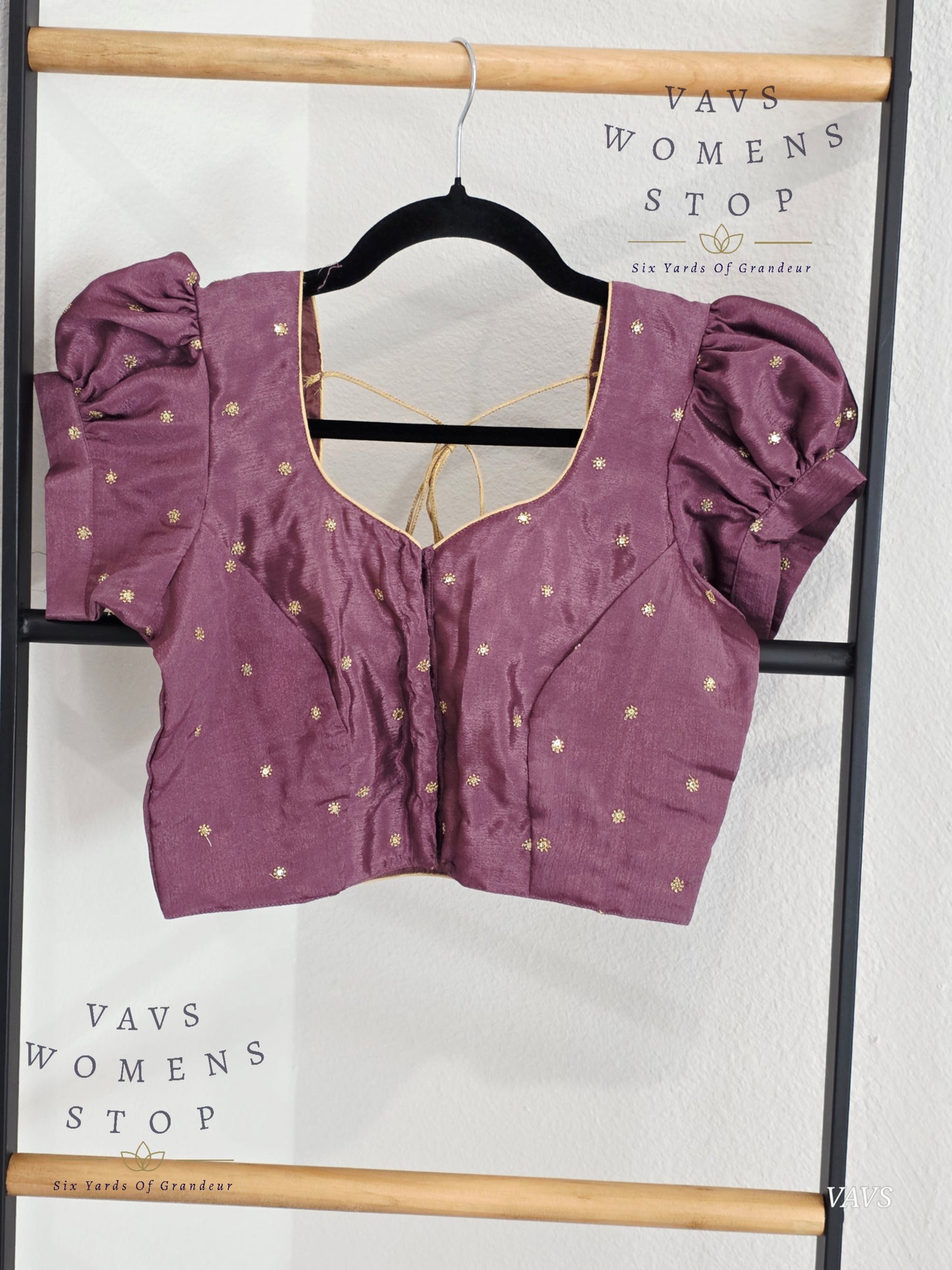 Dusty Lavender Shade Short Puff Sleeves Blouse