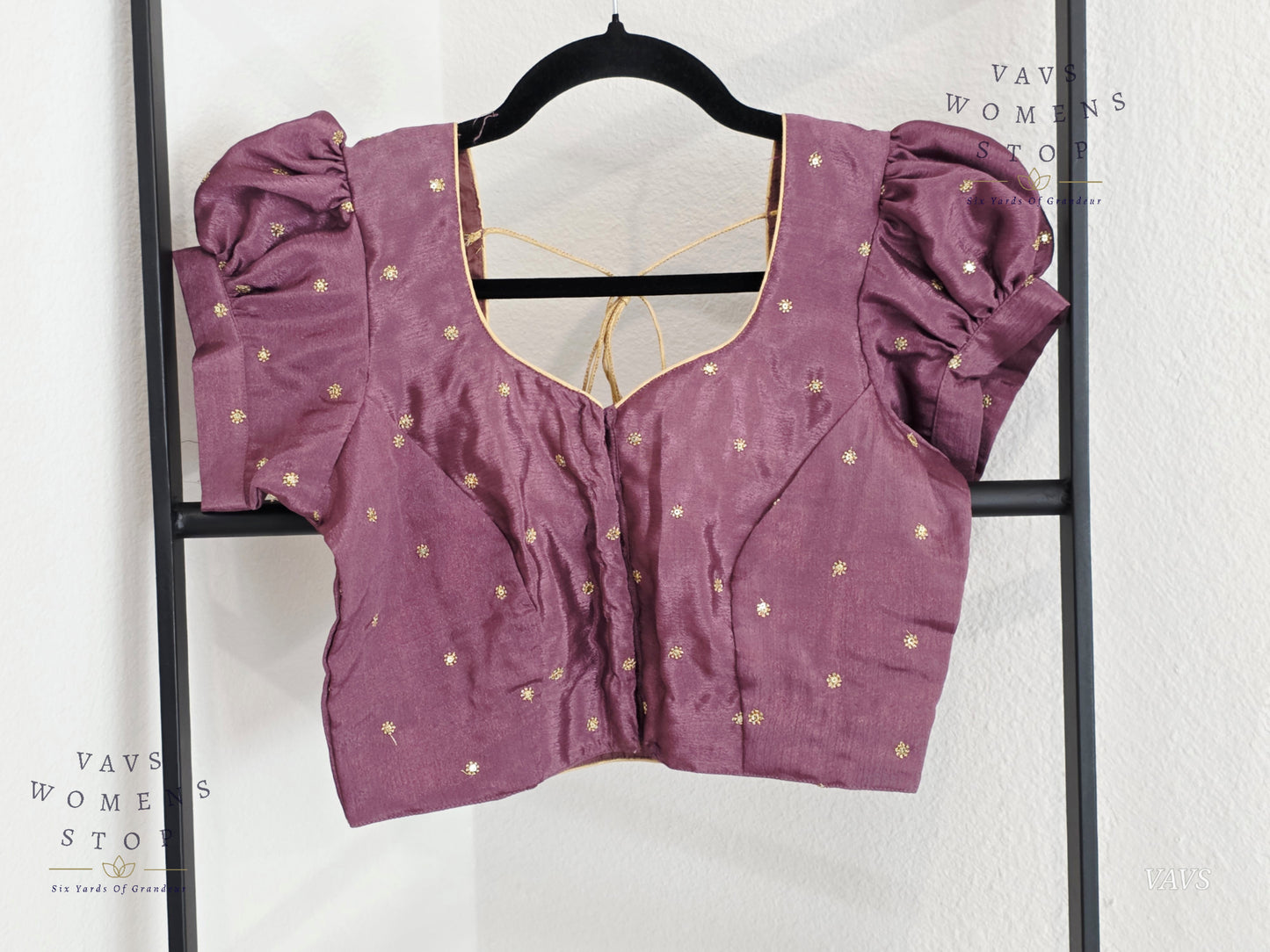 Dusty Lavender Shade Short Puff Sleeves Blouse