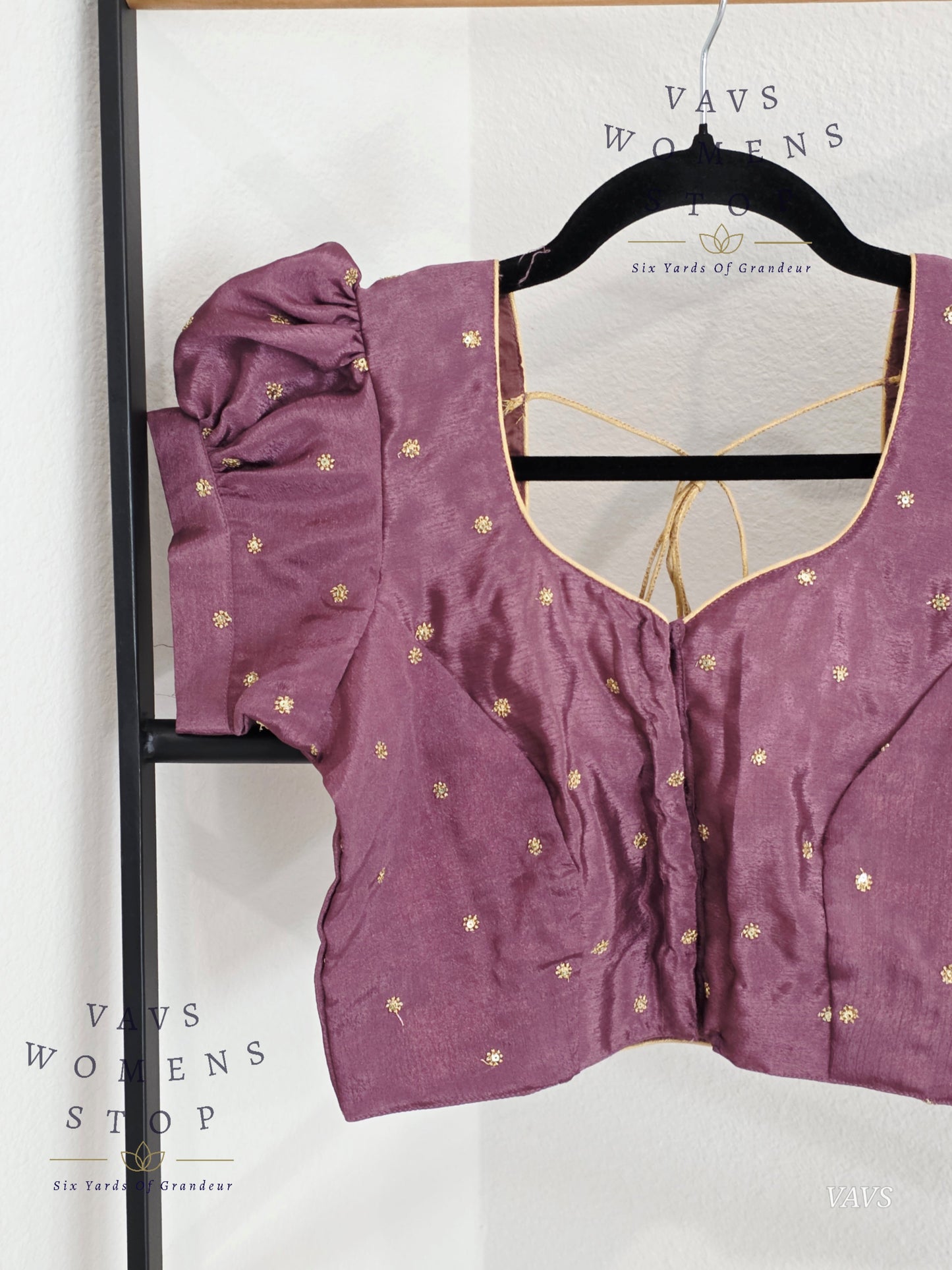 Dusty Lavender Shade Short Puff Sleeves Blouse