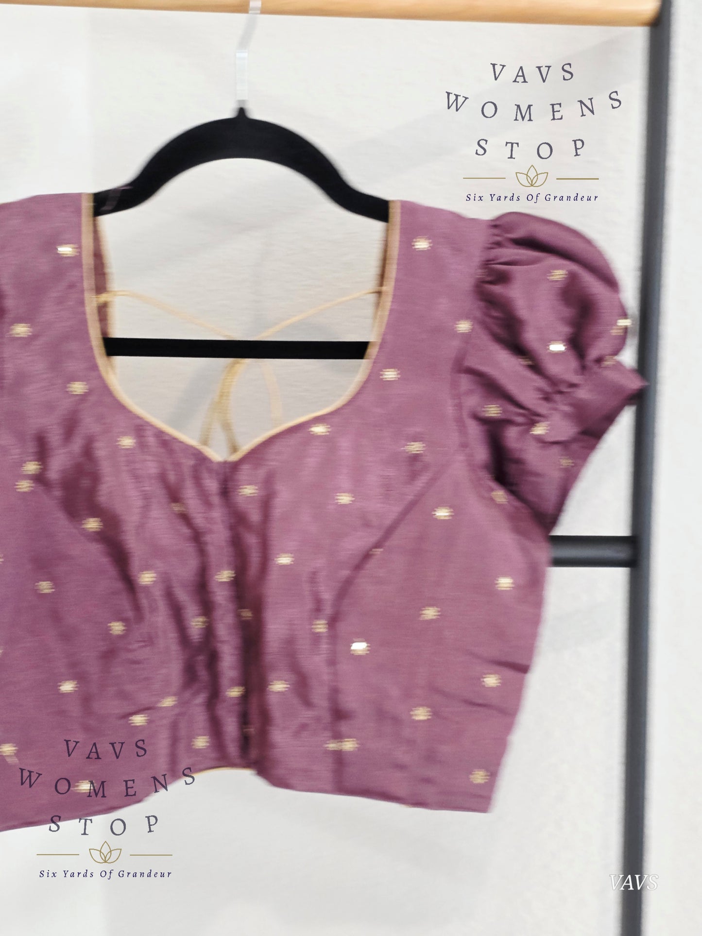 Dusty Lavender Shade Short Puff Sleeves Blouse