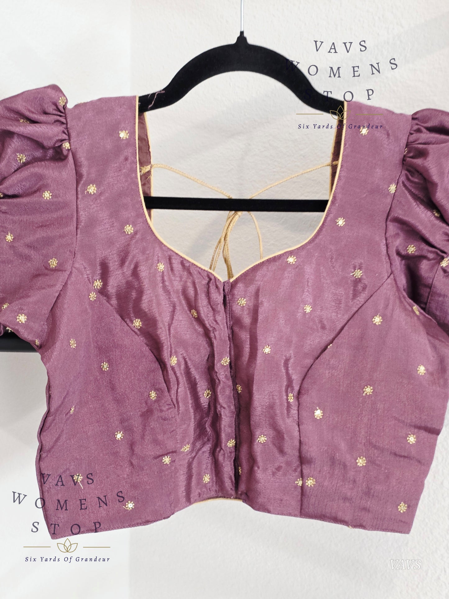 Dusty Lavender Shade Short Puff Sleeves Blouse