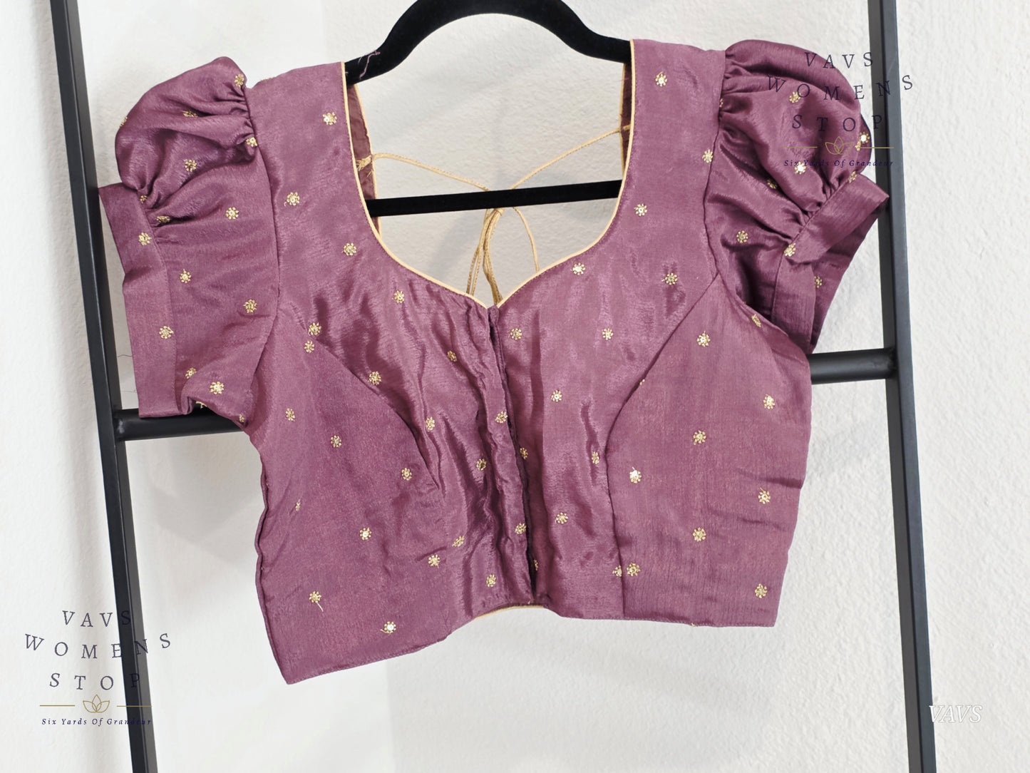 Dusty Lavender Shade Short Puff Sleeves Blouse