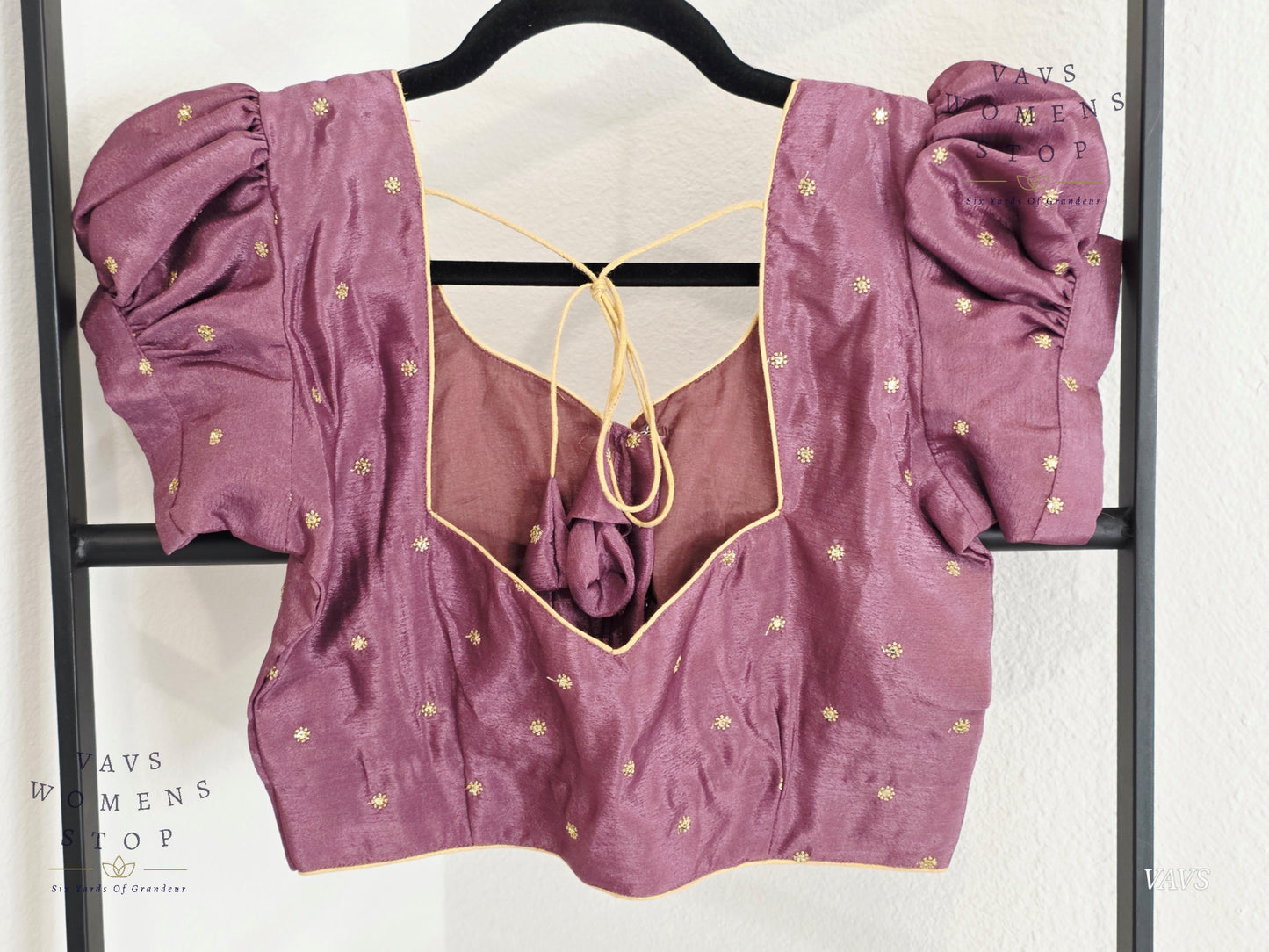 Dusty Lavender Shade Short Puff Sleeves Blouse