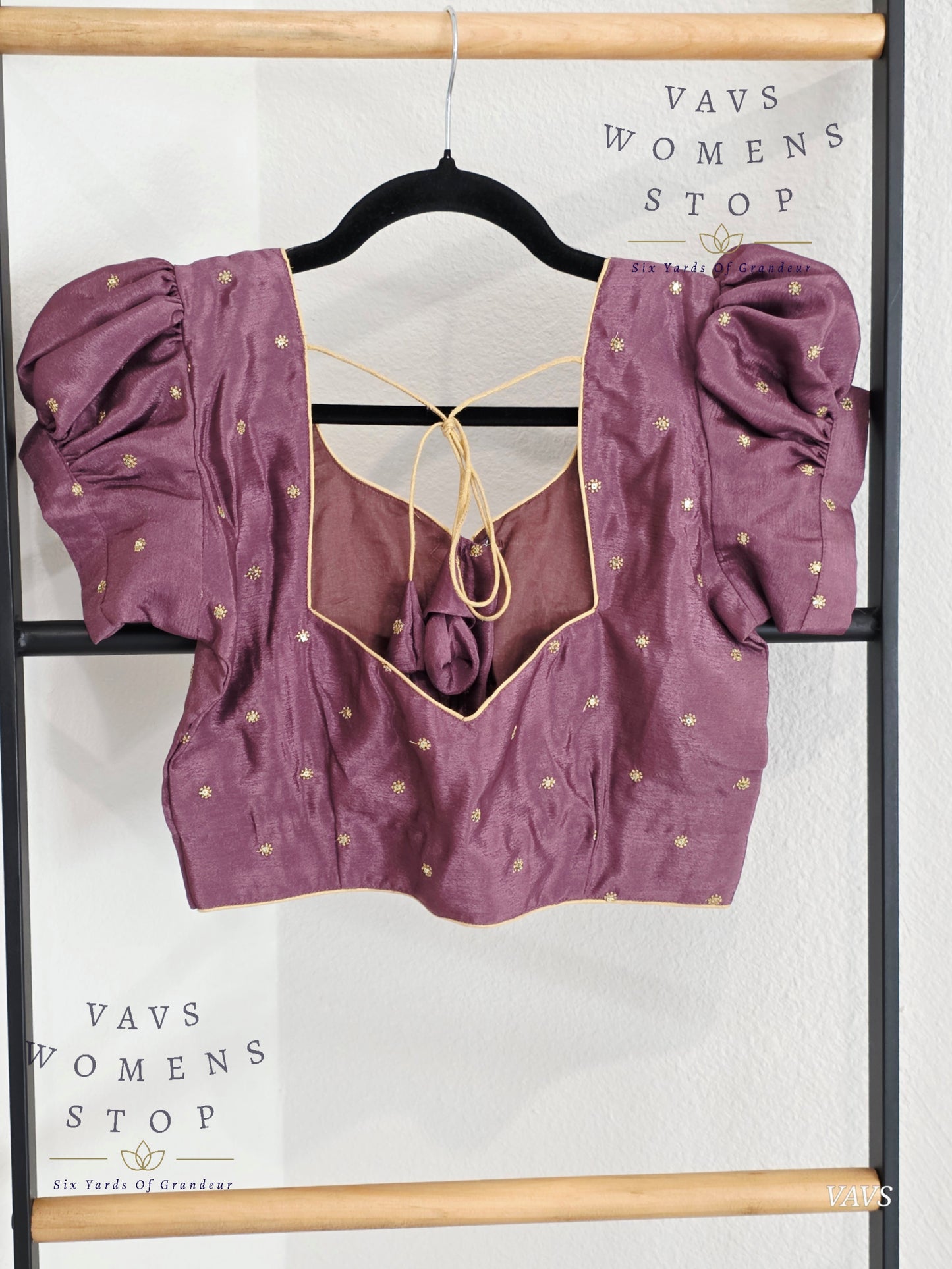 Dusty Lavender Shade Short Puff Sleeves Blouse