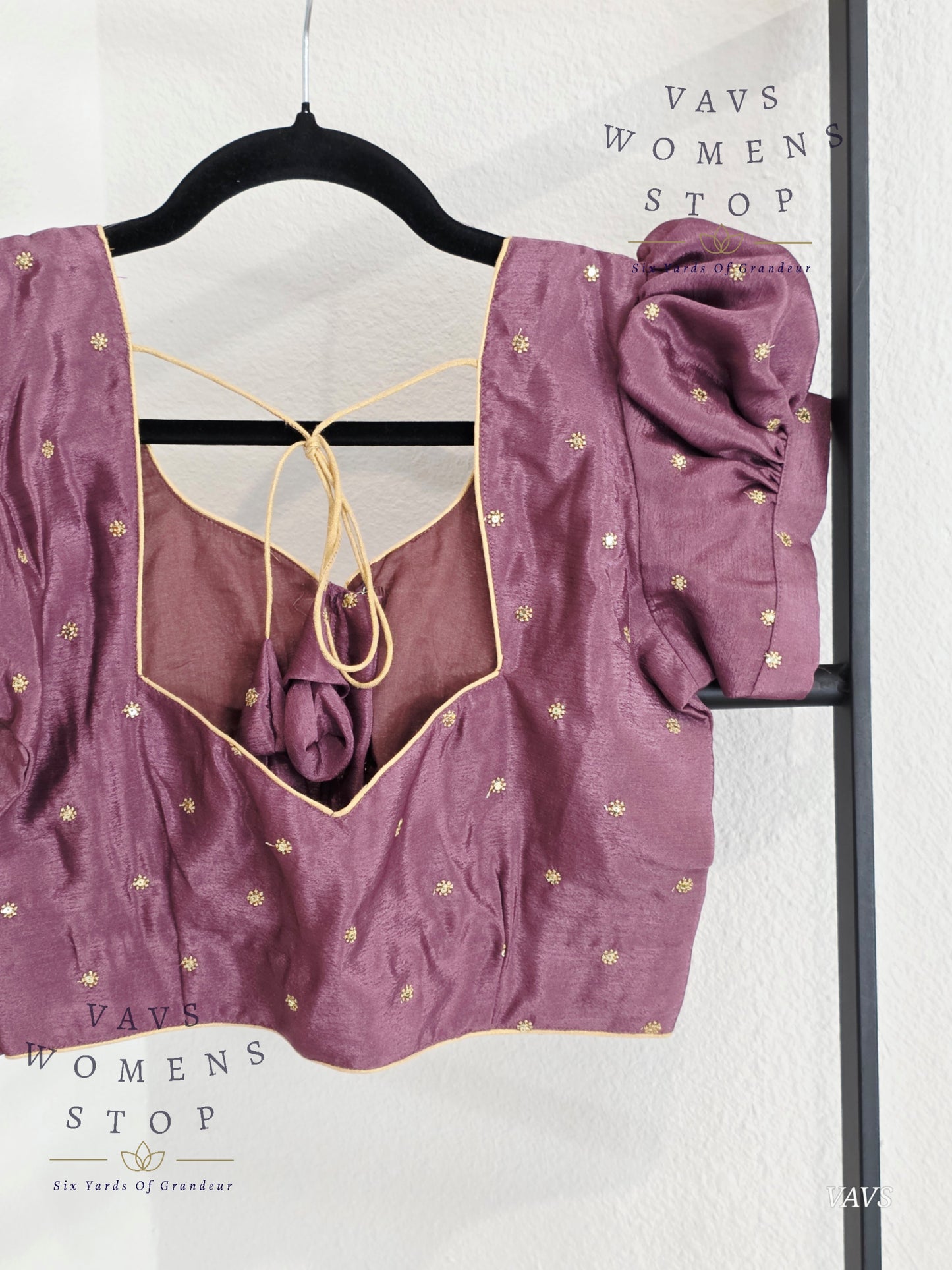 Dusty Lavender Shade Short Puff Sleeves Blouse