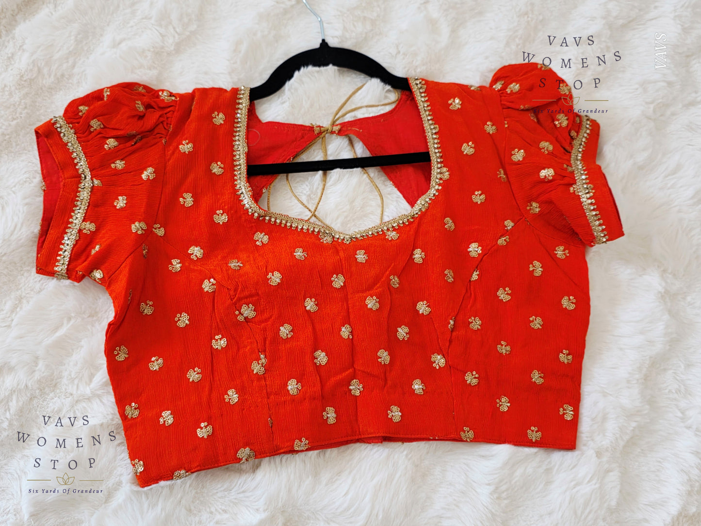 Orange Shade Short Puff Sleeves Blouse