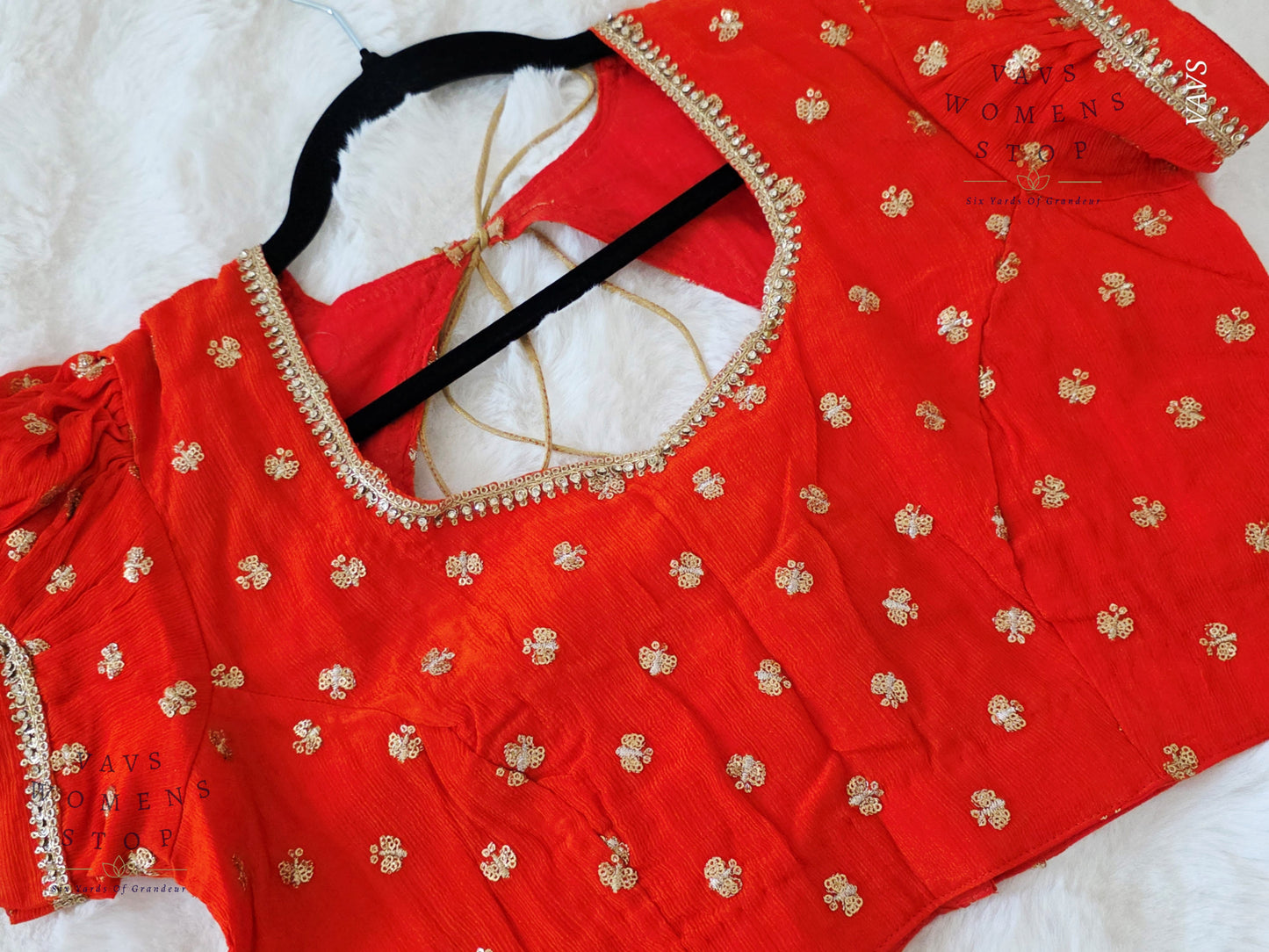 Orange Shade Short Puff Sleeves Blouse