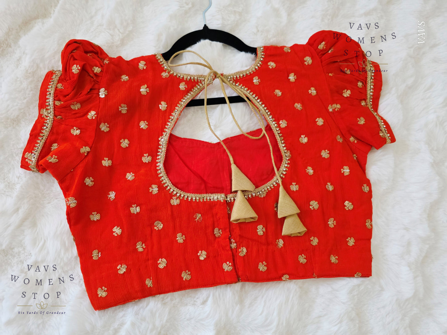 Orange Shade Short Puff Sleeves Blouse
