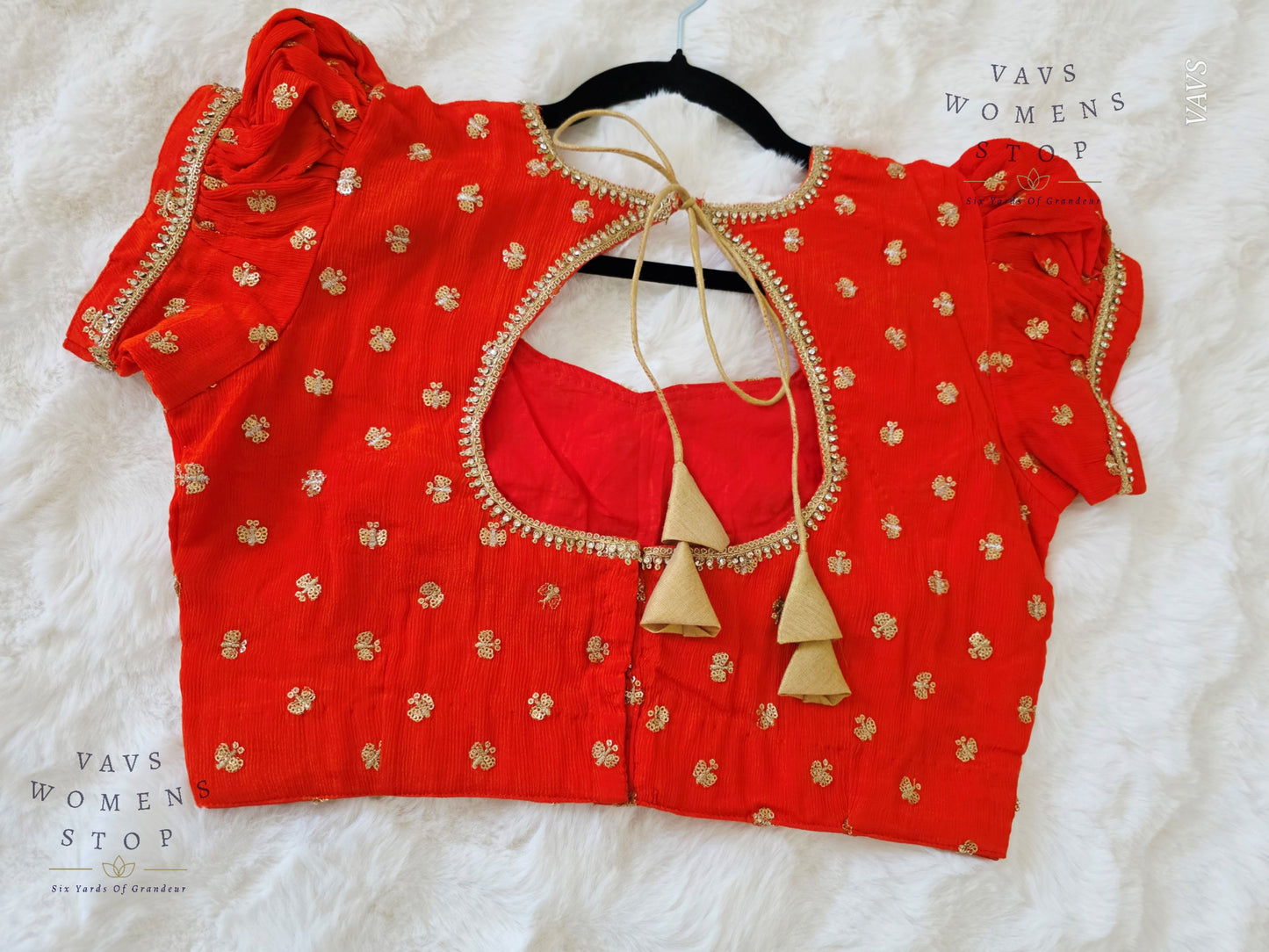 Orange Shade Short Puff Sleeves Blouse