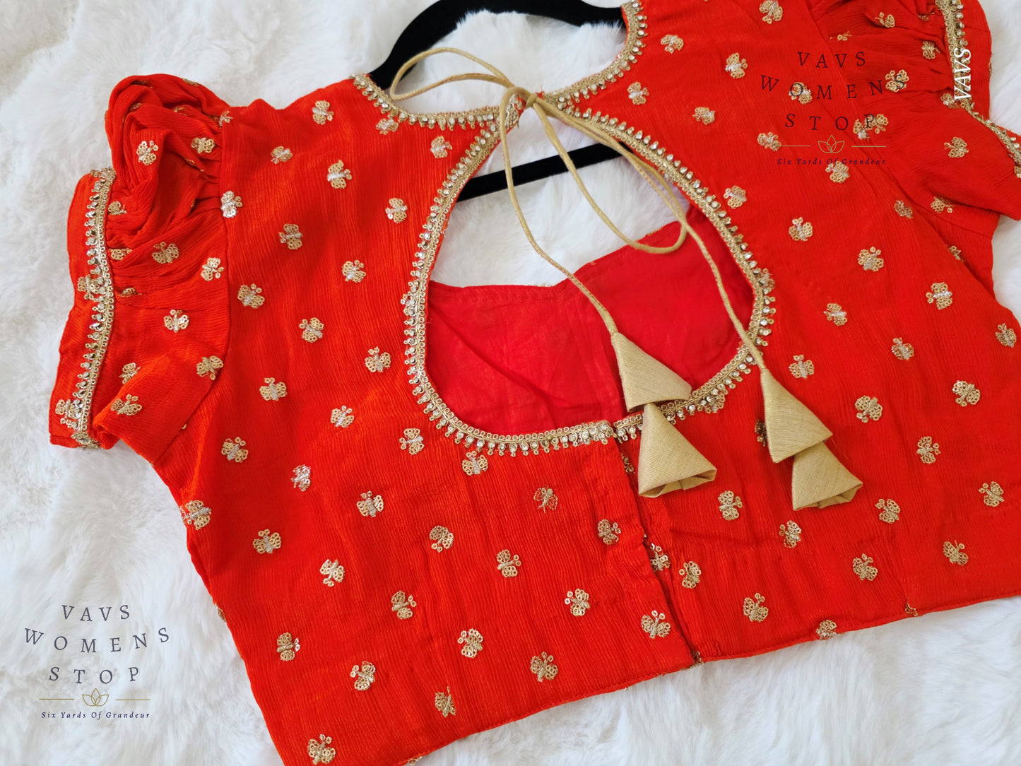 Orange Shade Short Puff Sleeves Blouse