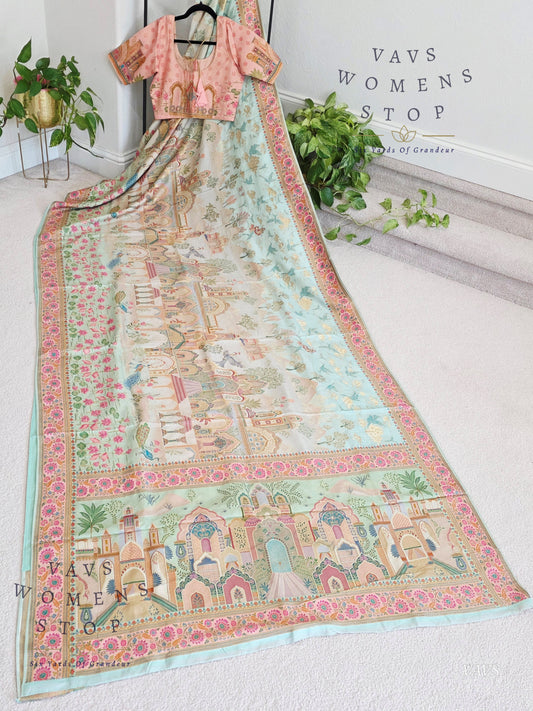 Kashmiri Emporium Pashmina Inspired Designer Banarasi Silk Saree - Blouse