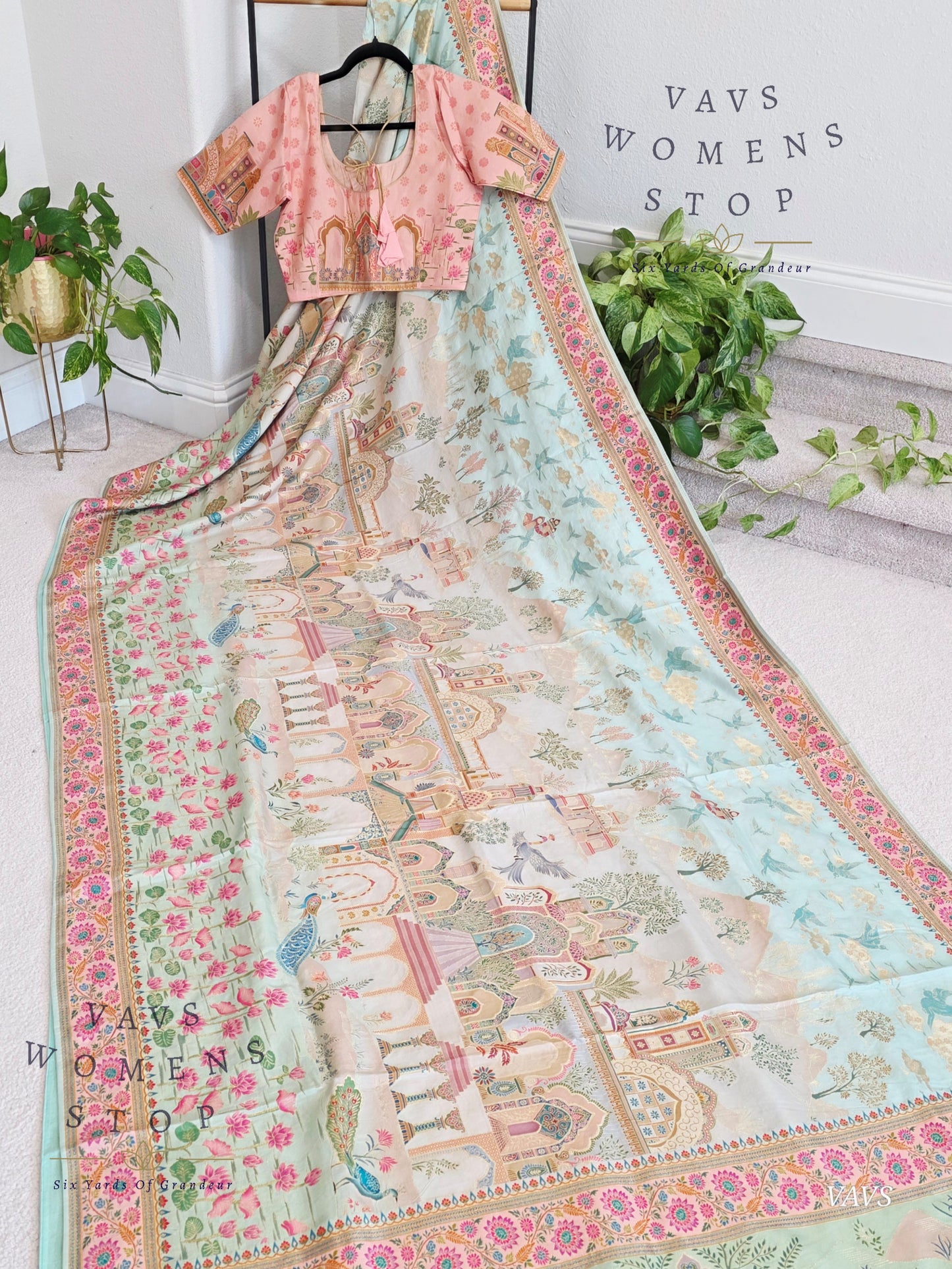 Kashmiri Emporium Pashmina Inspired Designer Banarasi Silk Saree - Blouse
