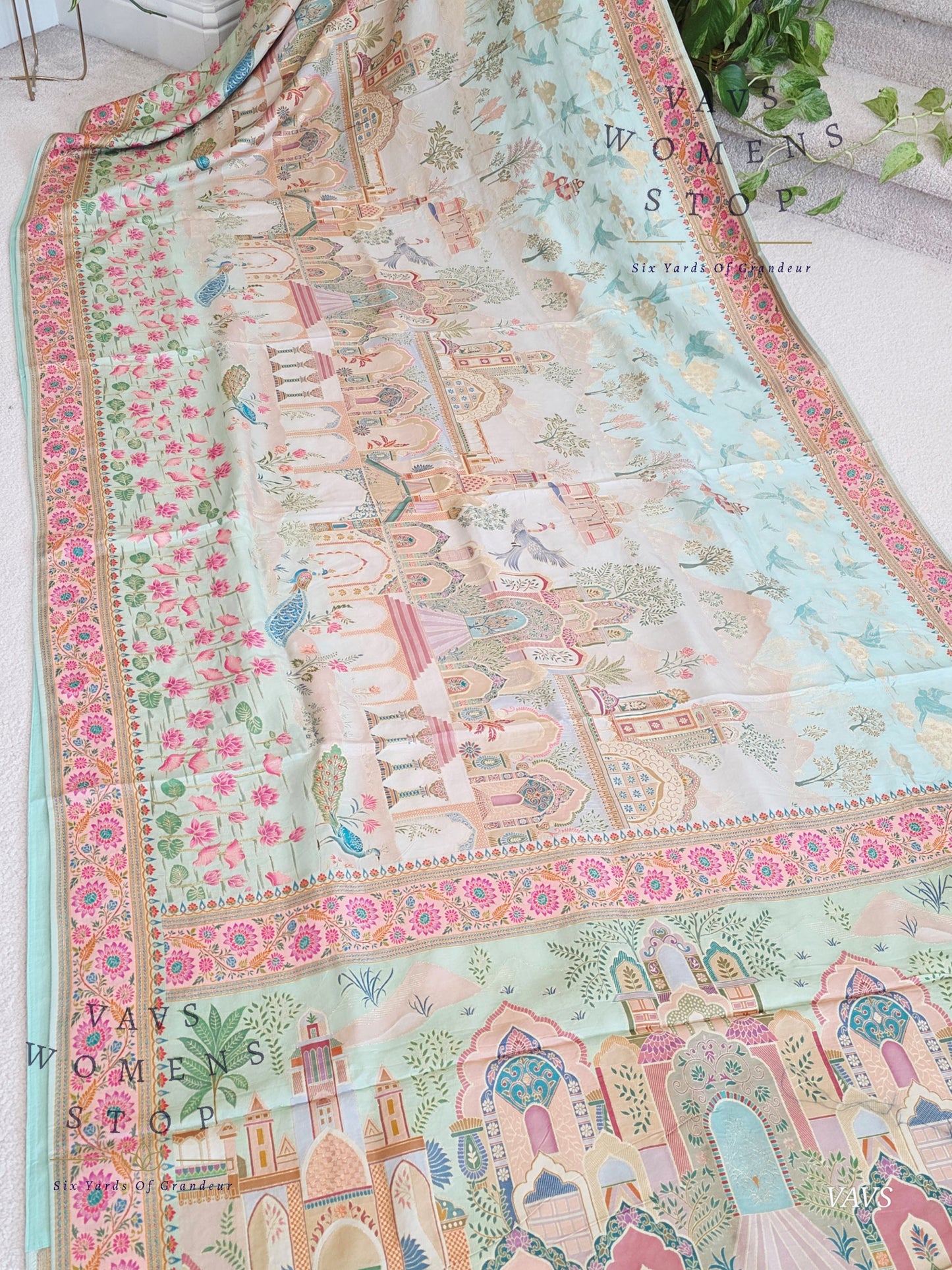 Kashmiri Emporium Pashmina Inspired Designer Banarasi Silk Saree - Blouse