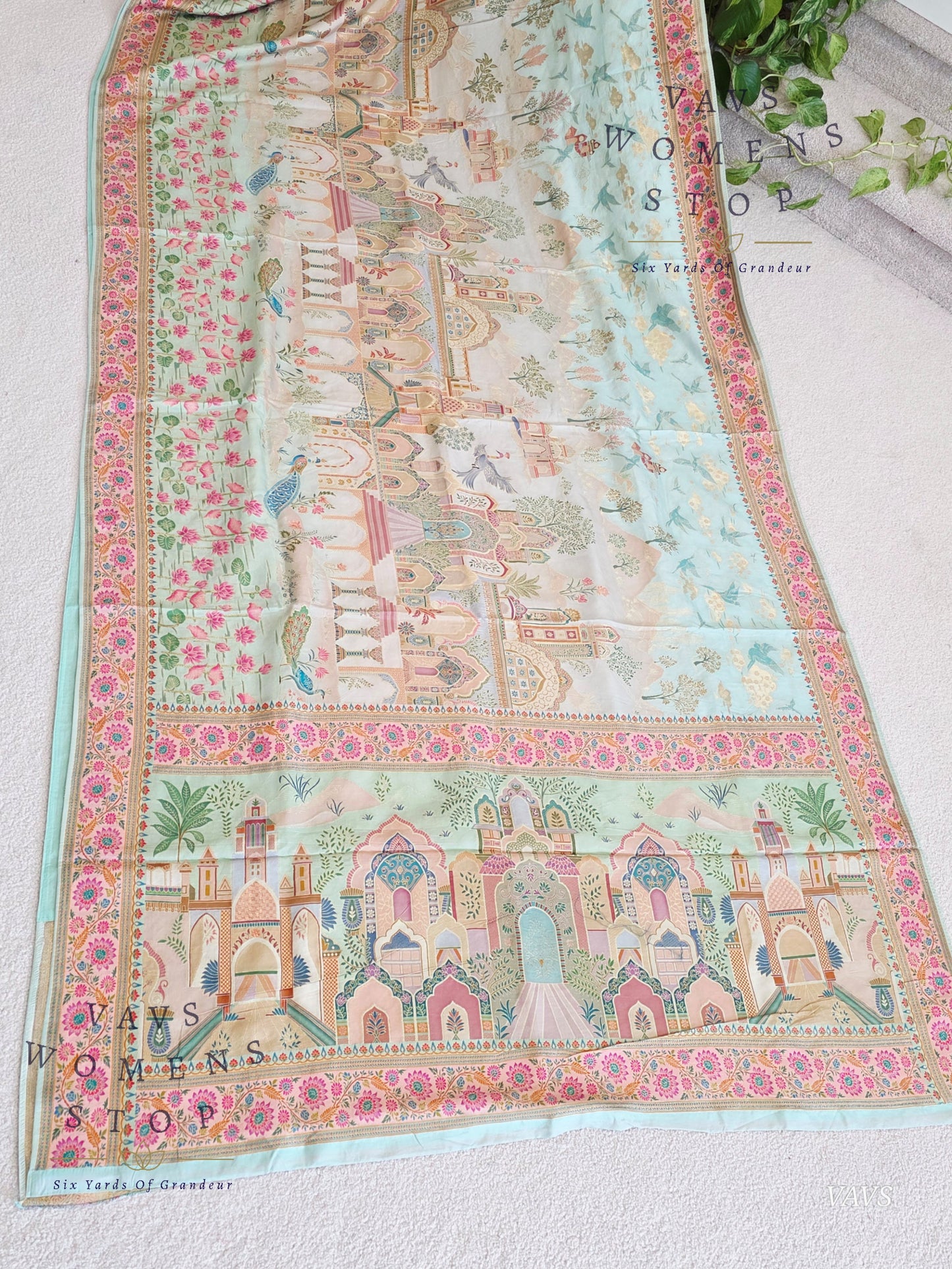 Kashmiri Emporium Pashmina Inspired Designer Banarasi Silk Saree - Blouse