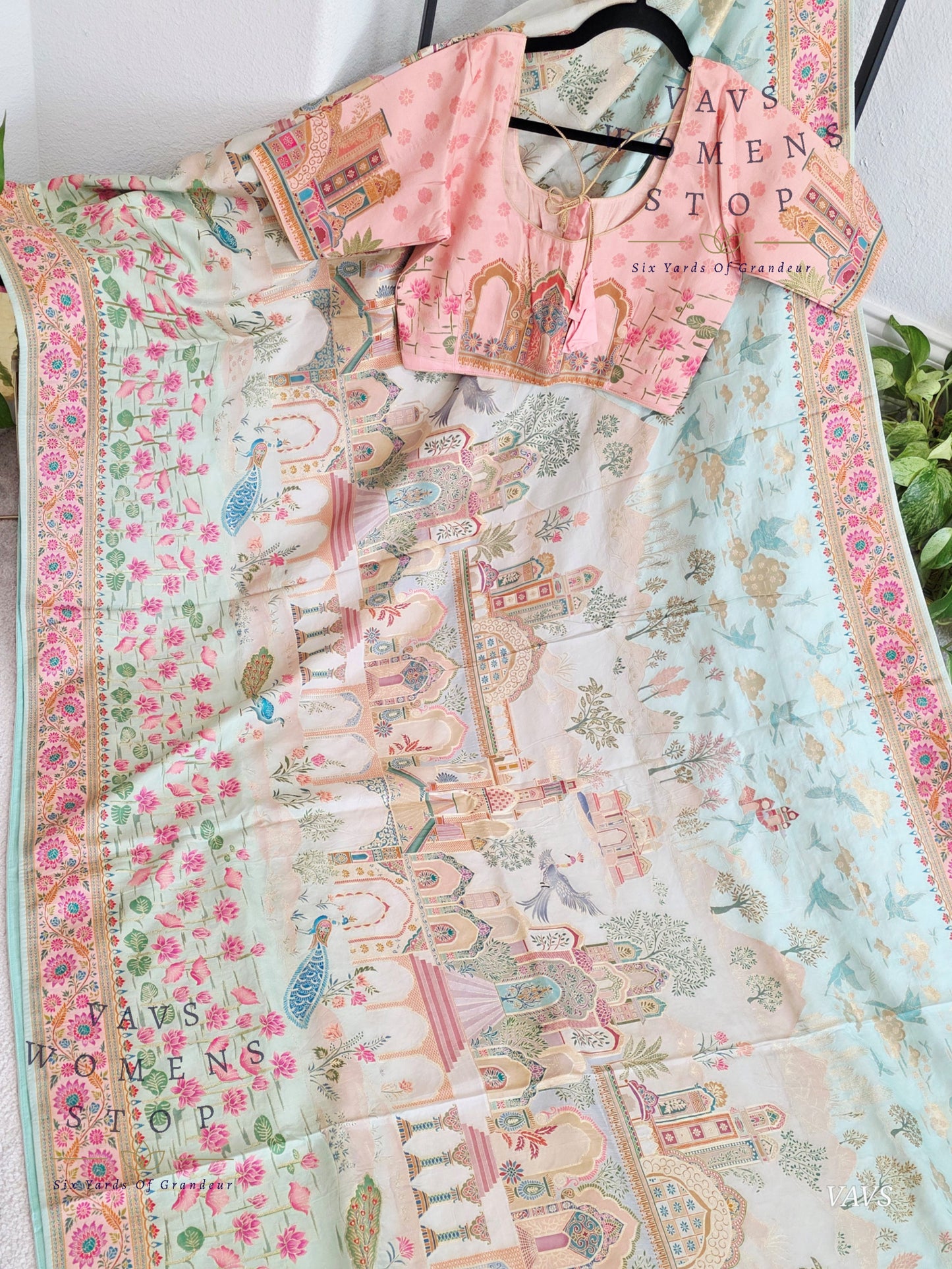 Kashmiri Emporium Pashmina Inspired Designer Banarasi Silk Saree - Blouse