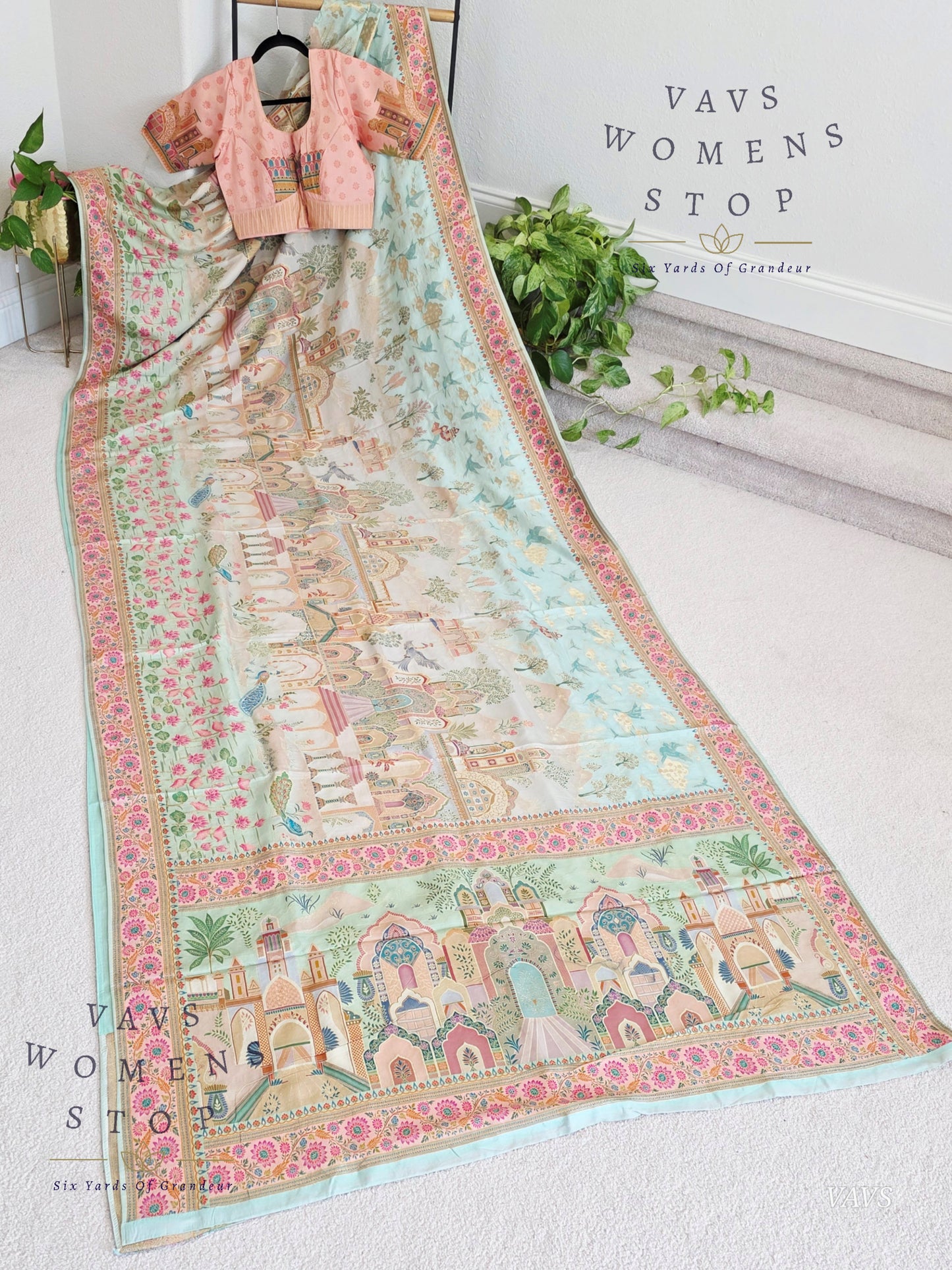 Kashmiri Emporium Pashmina Inspired Designer Banarasi Silk Saree - Blouse