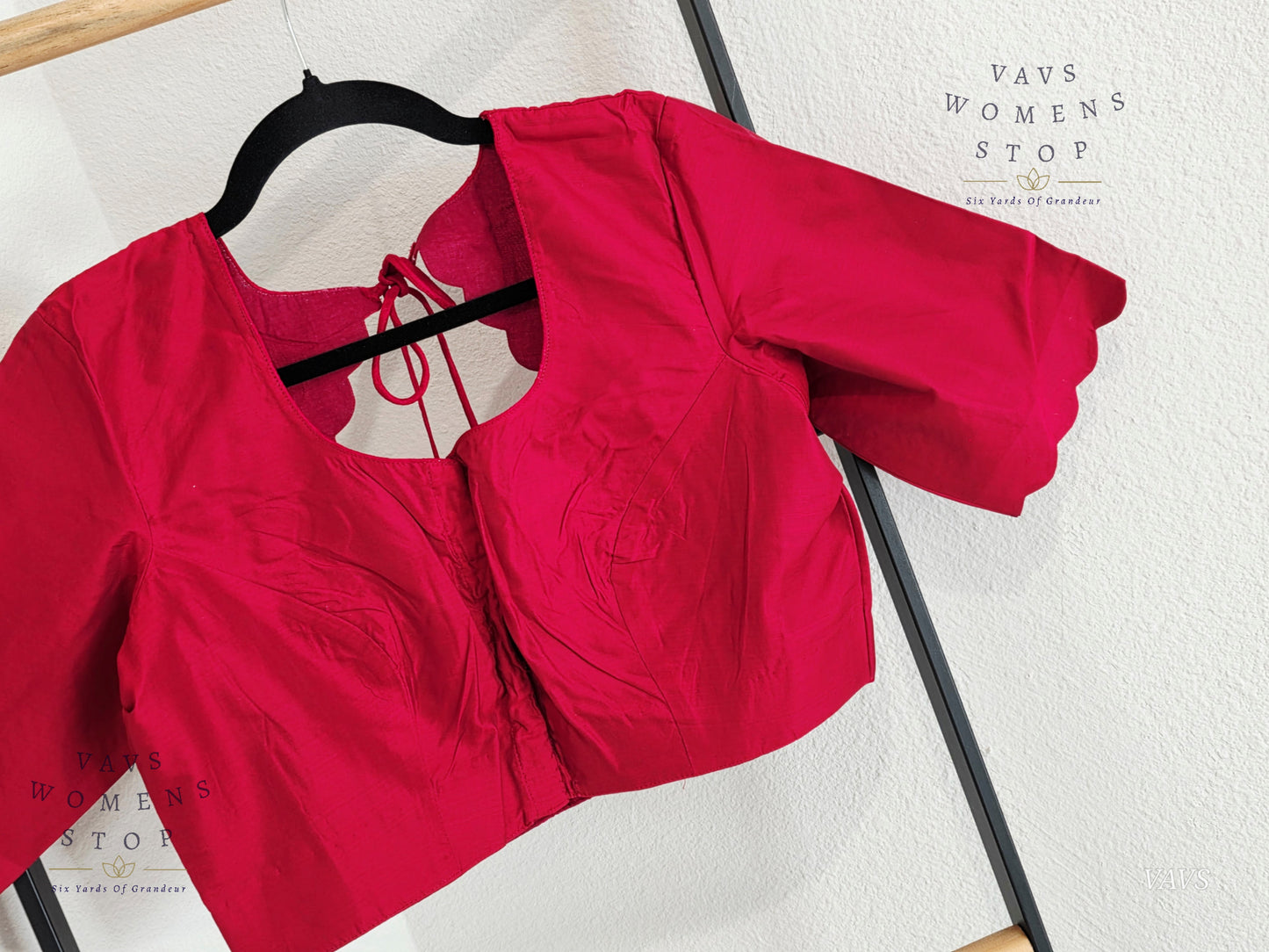 Maroon Red Plain Jasmin Silk Stitched Blouse