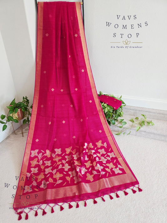 Pink Shade Semi Matka Silk Jamdani Saree with Blouse | Soft Falling Fabric | Ready to Ship from Texas | |