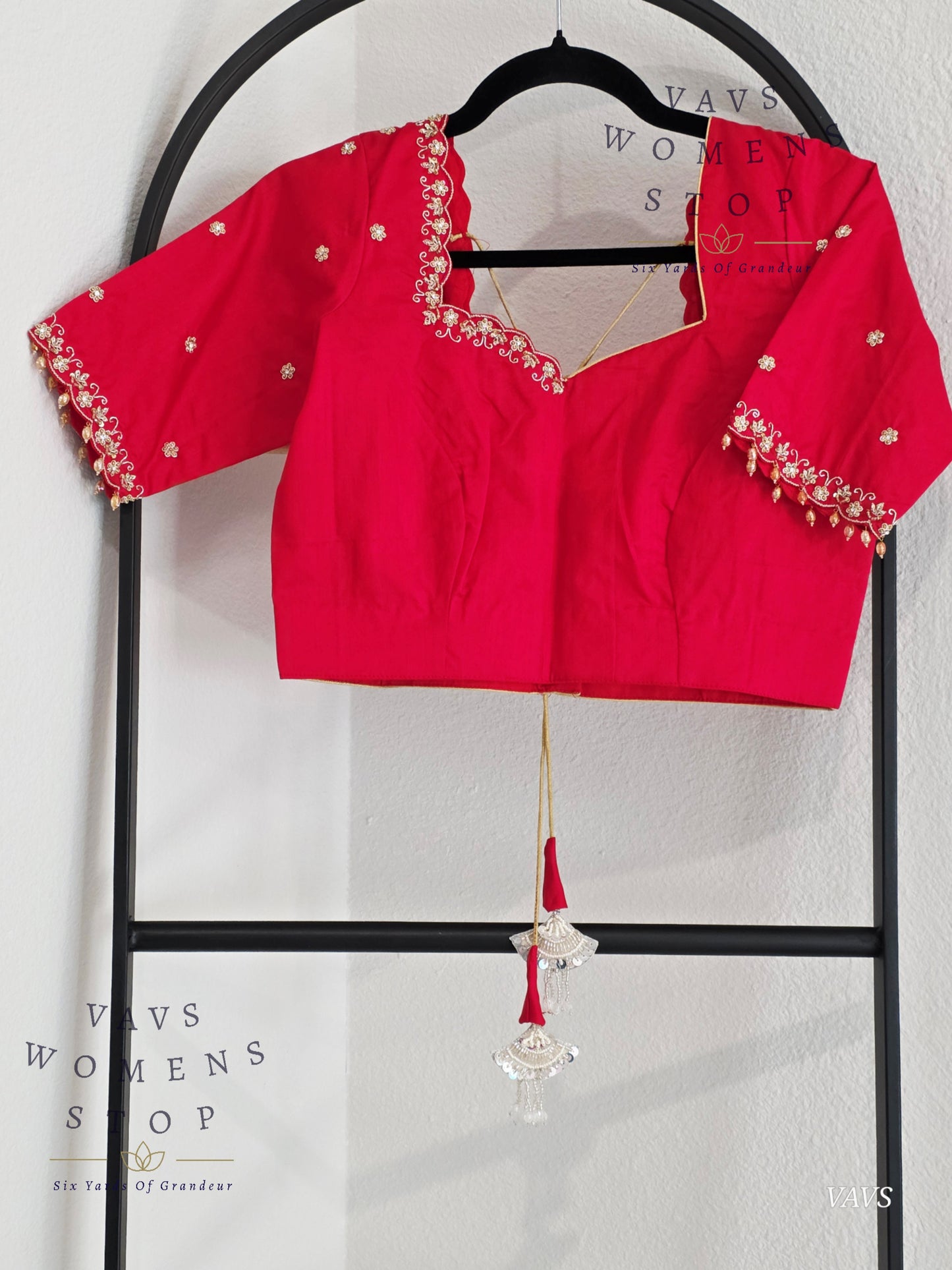 Red Maggam Blouse