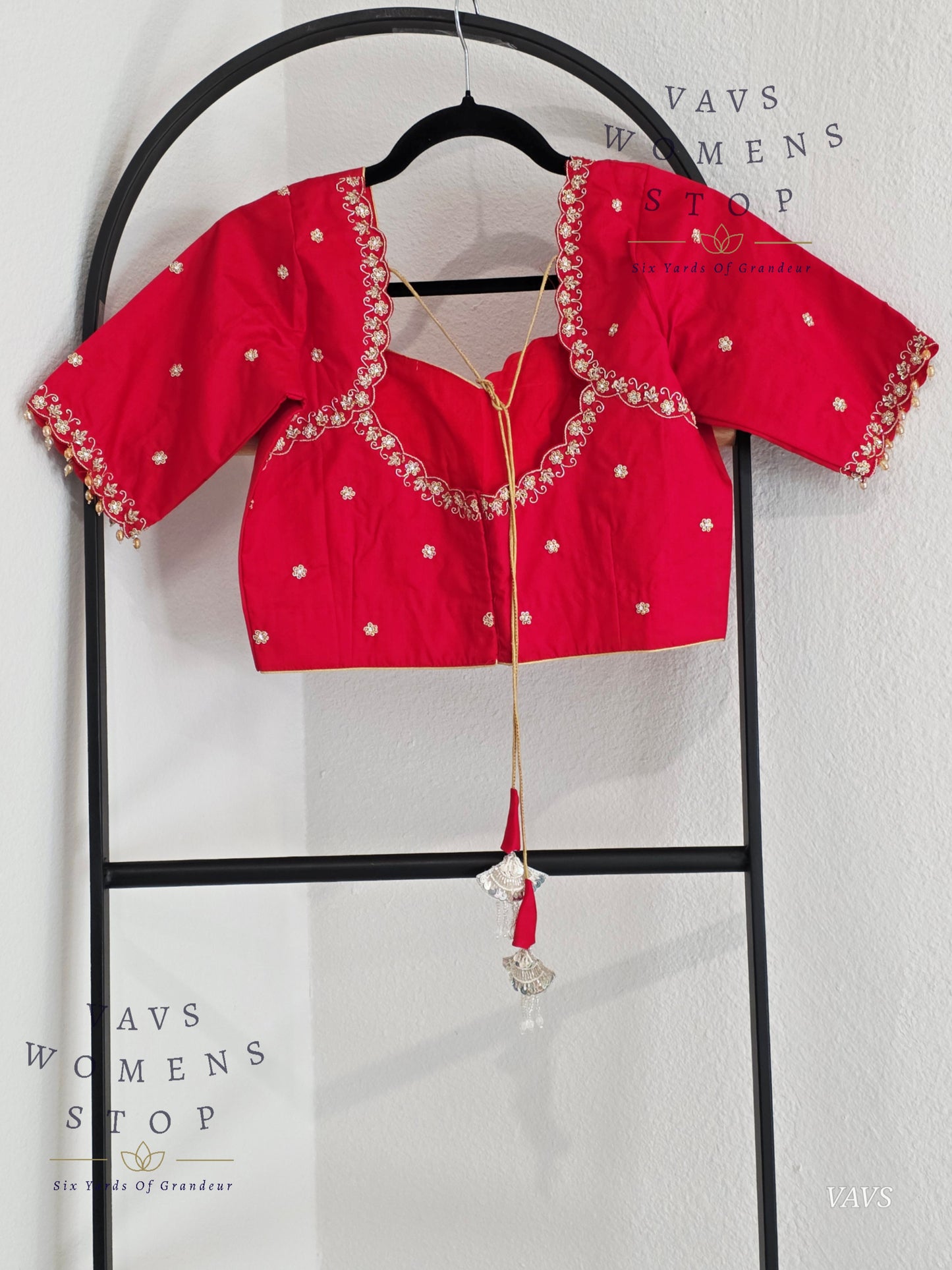 Red Maggam Blouse