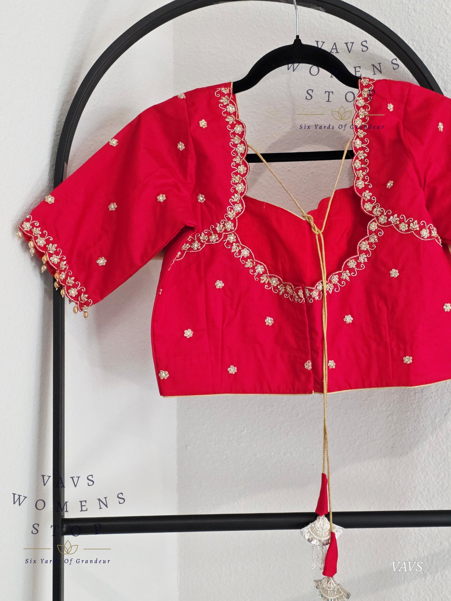 Red Maggam Blouse