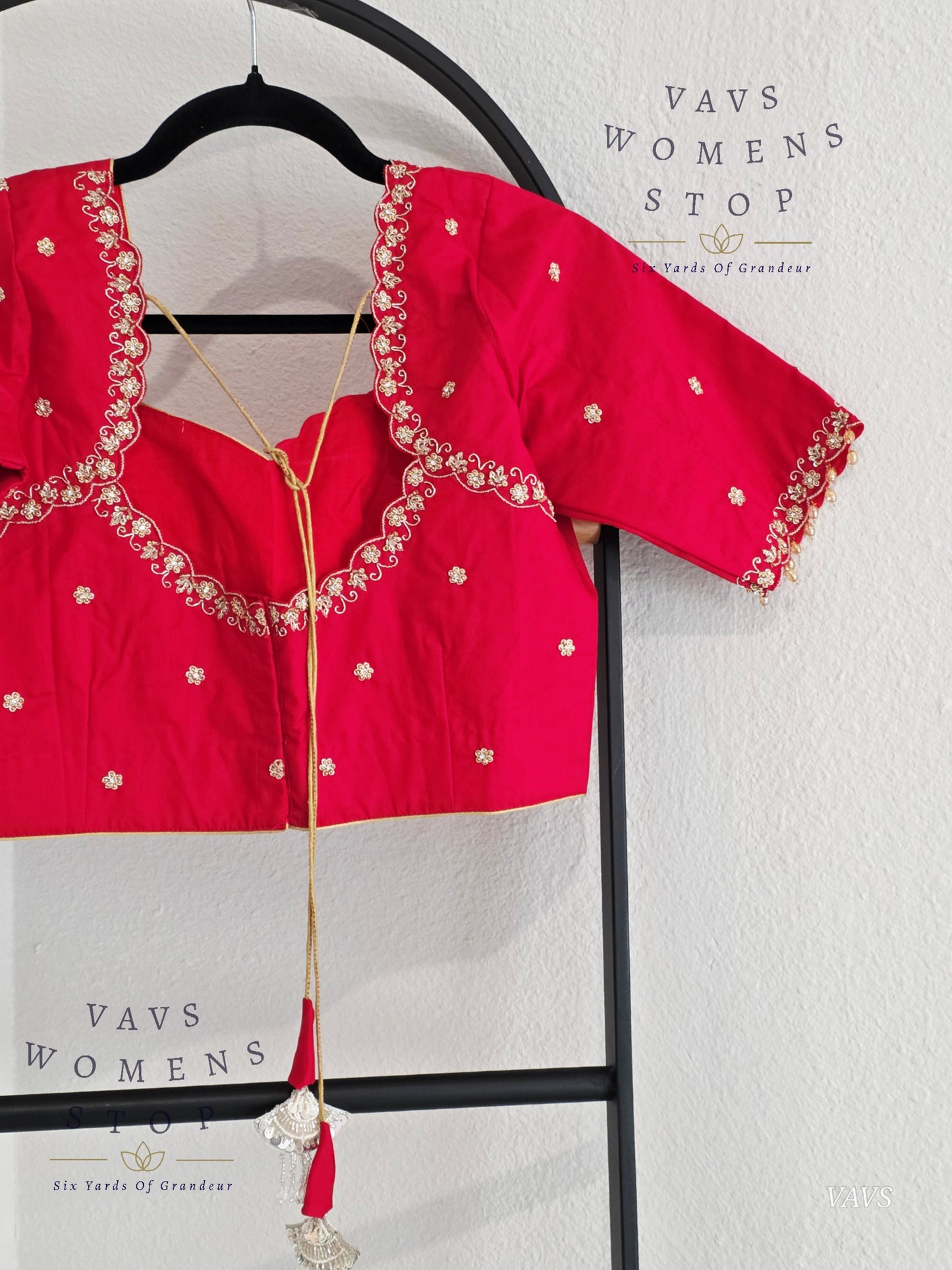 Red Maggam Blouse