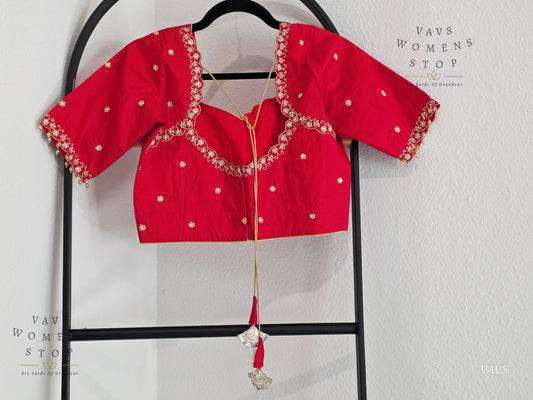 Red Maggam Blouse