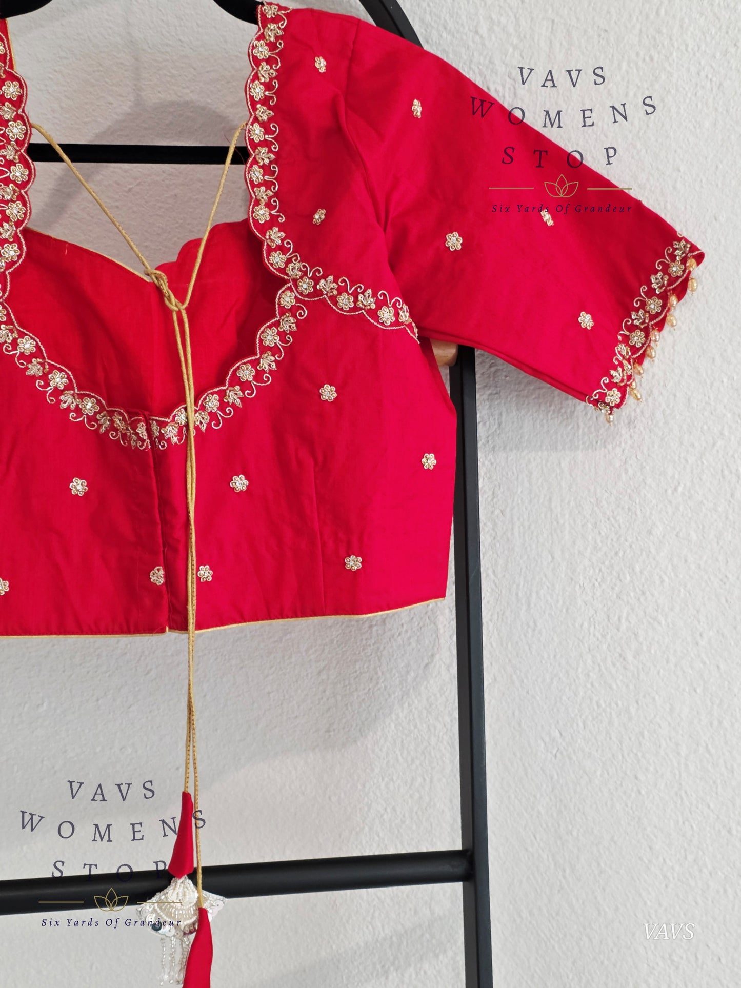 Red Maggam Blouse