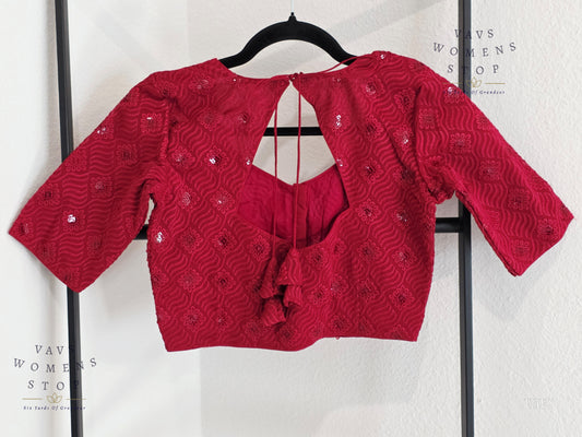 Burgundy Shade Georgette Chikankari Stitched Blouse