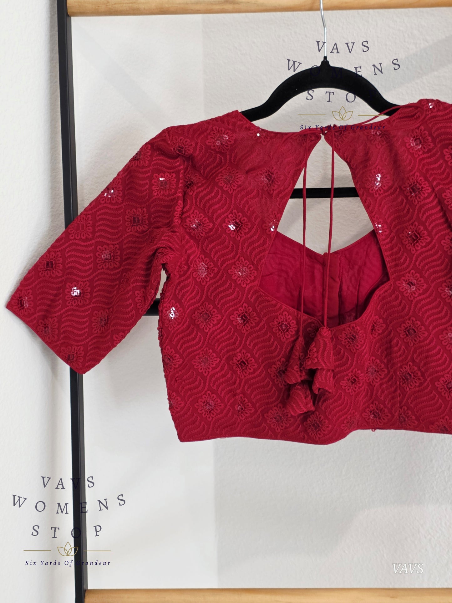 Burgundy Shade Georgette Chikankari Stitched Blouse