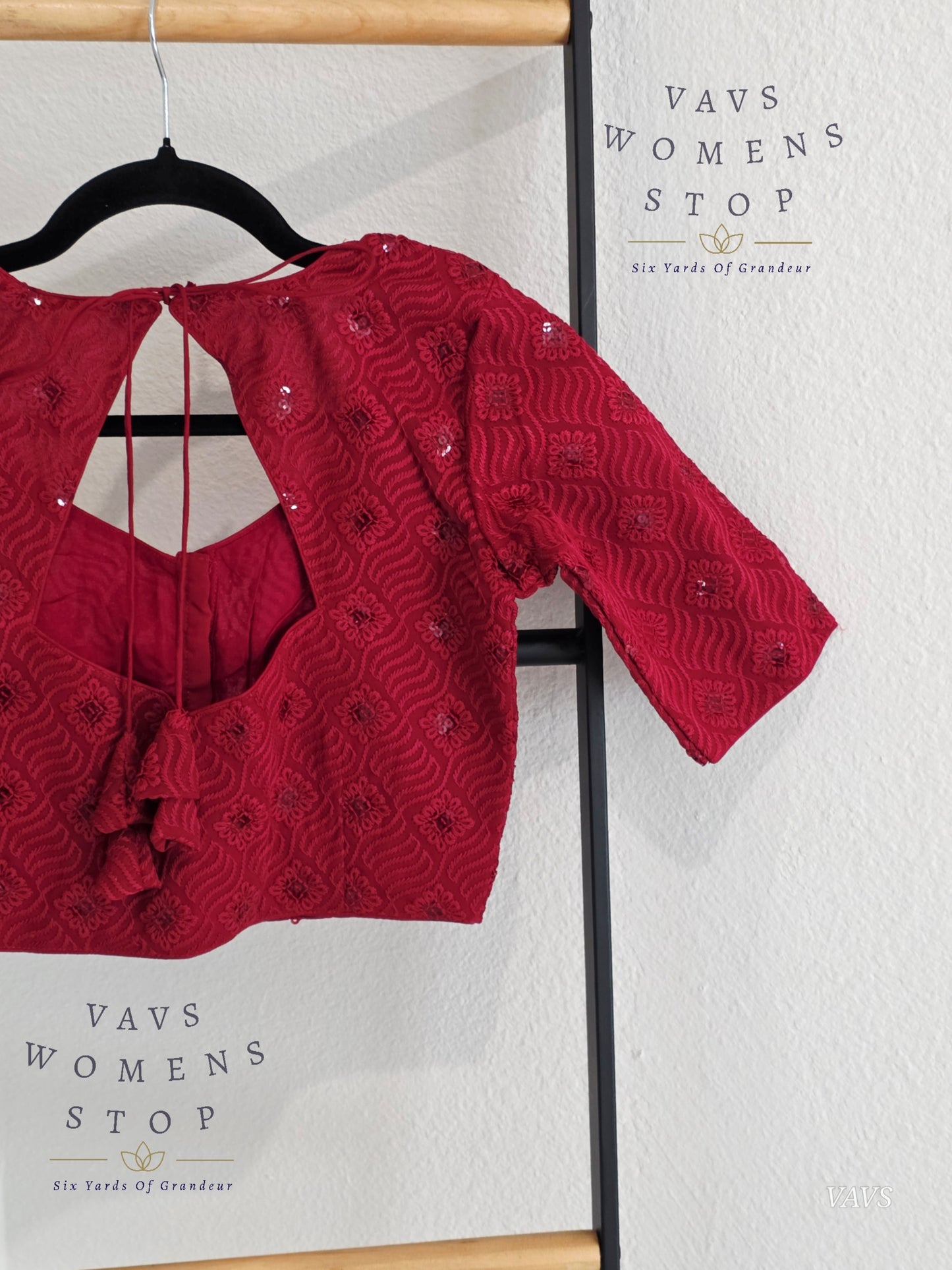 Burgundy Shade Georgette Chikankari Stitched Blouse