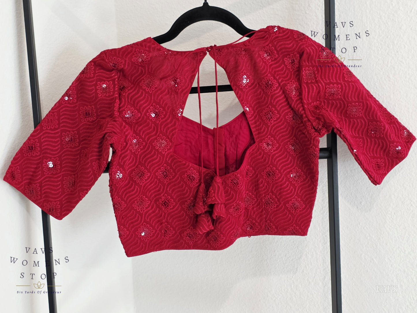 Burgundy Shade Georgette Chikankari Stitched Blouse