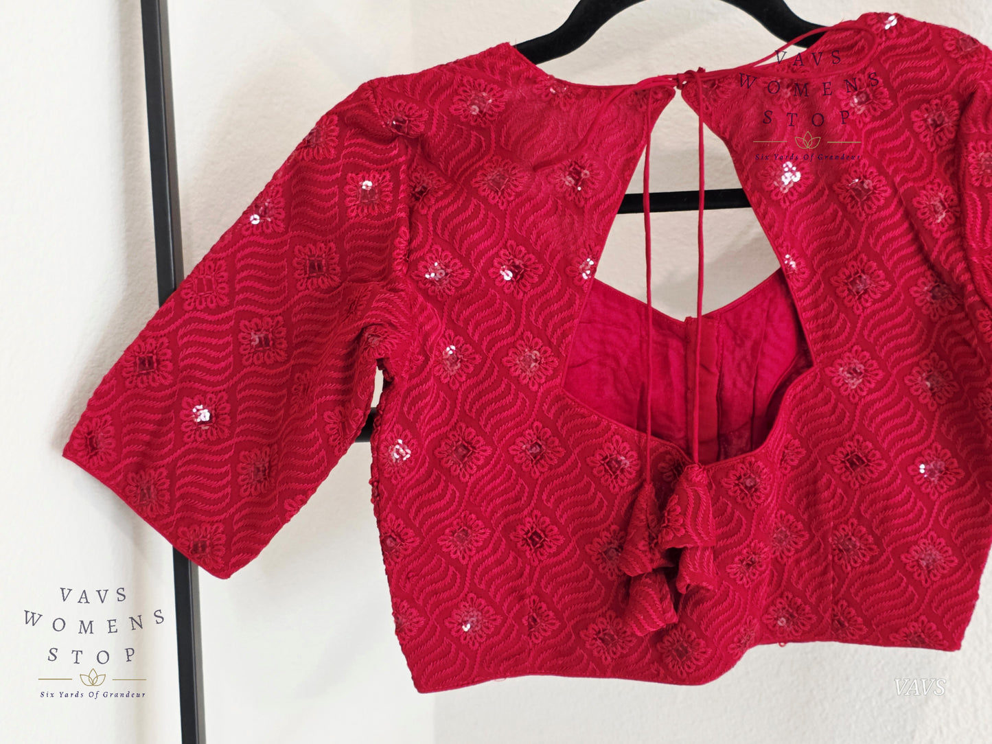 Burgundy Shade Georgette Chikankari Stitched Blouse