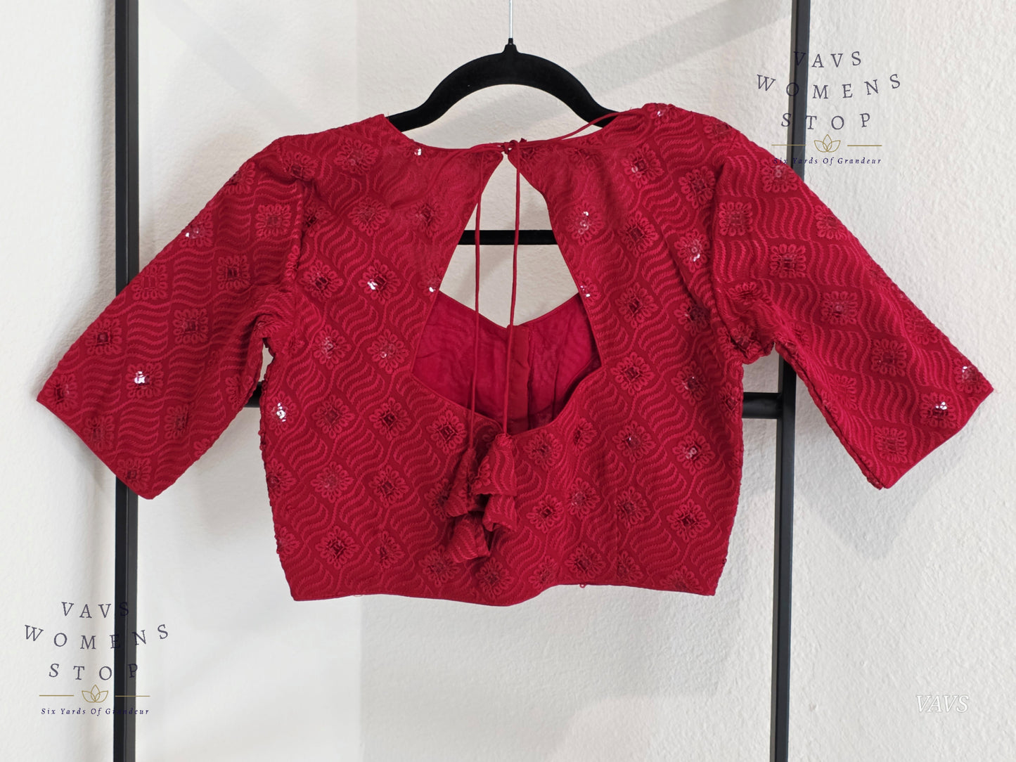 Burgundy Shade Georgette Chikankari Stitched Blouse