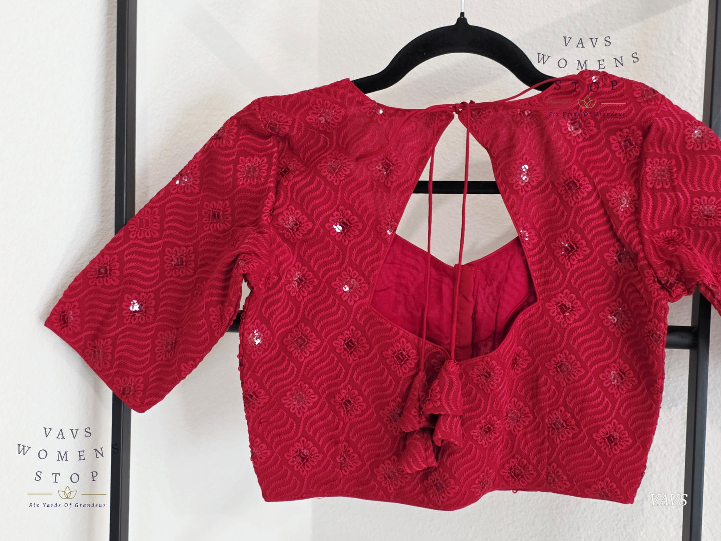 Burgundy Shade Georgette Chikankari Stitched Blouse