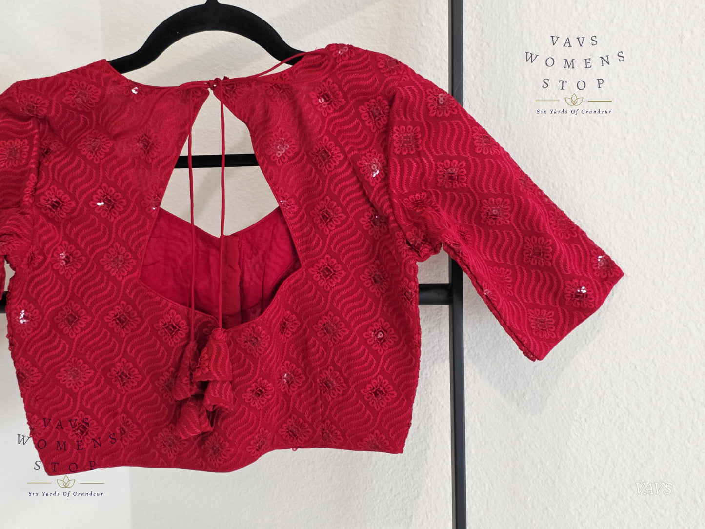 Burgundy Shade Georgette Chikankari Stitched Blouse