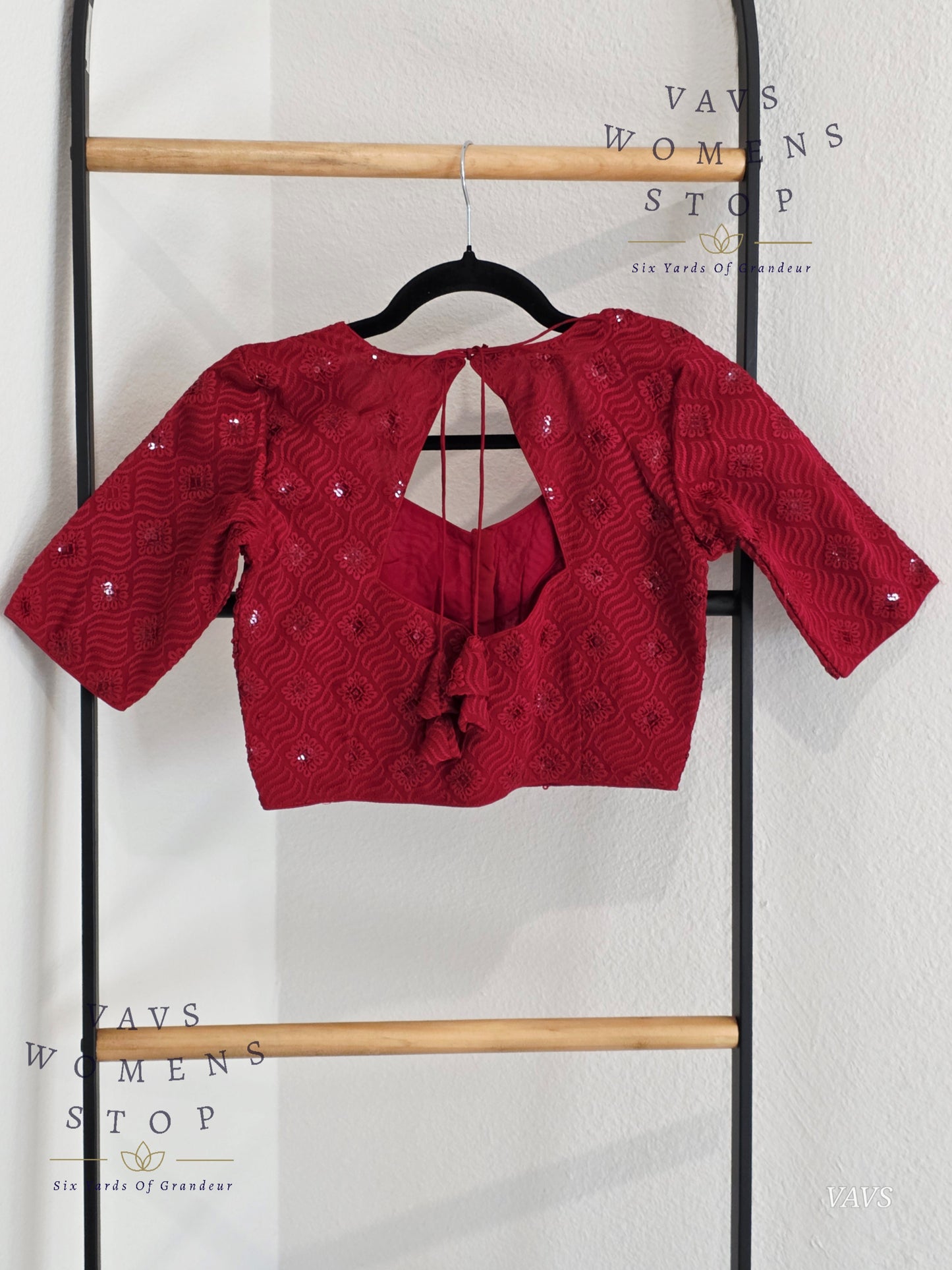 Burgundy Shade Georgette Chikankari Stitched Blouse