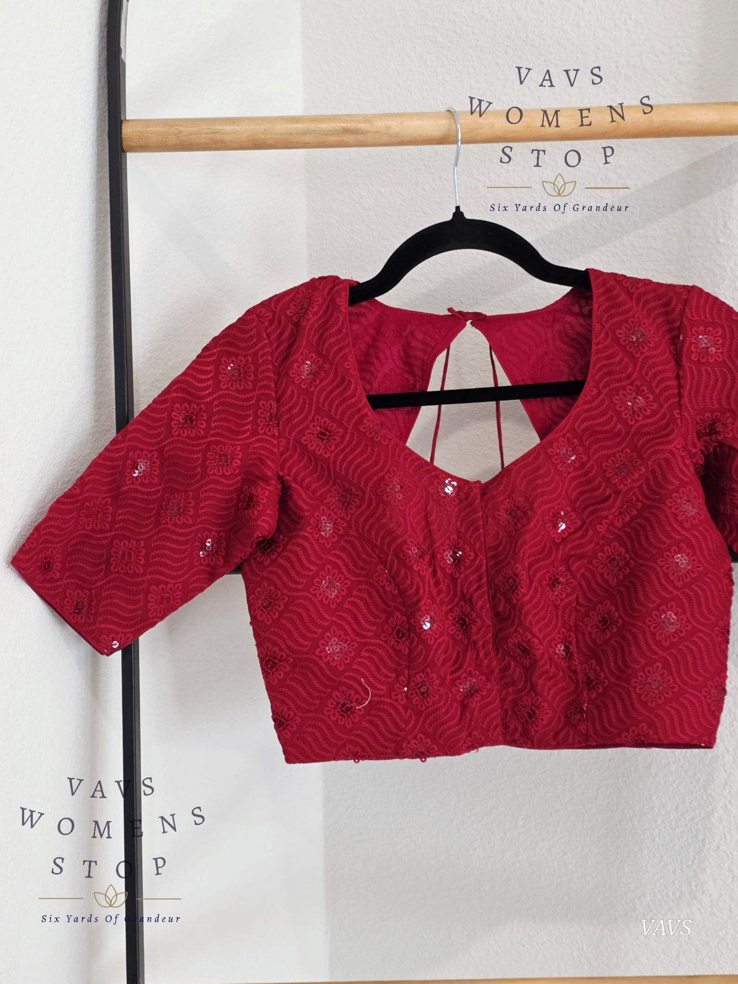 Burgundy Shade Georgette Chikankari Stitched Blouse