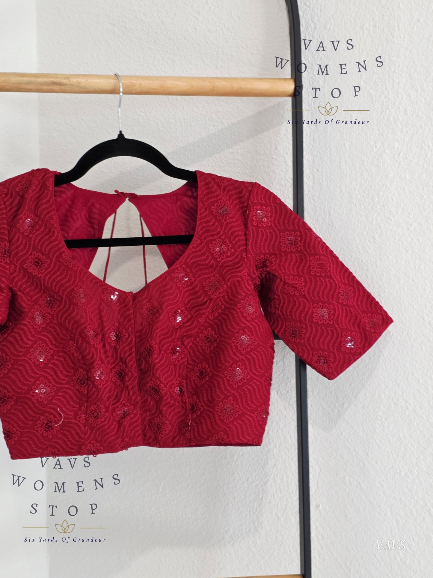 Burgundy Shade Georgette Chikankari Stitched Blouse