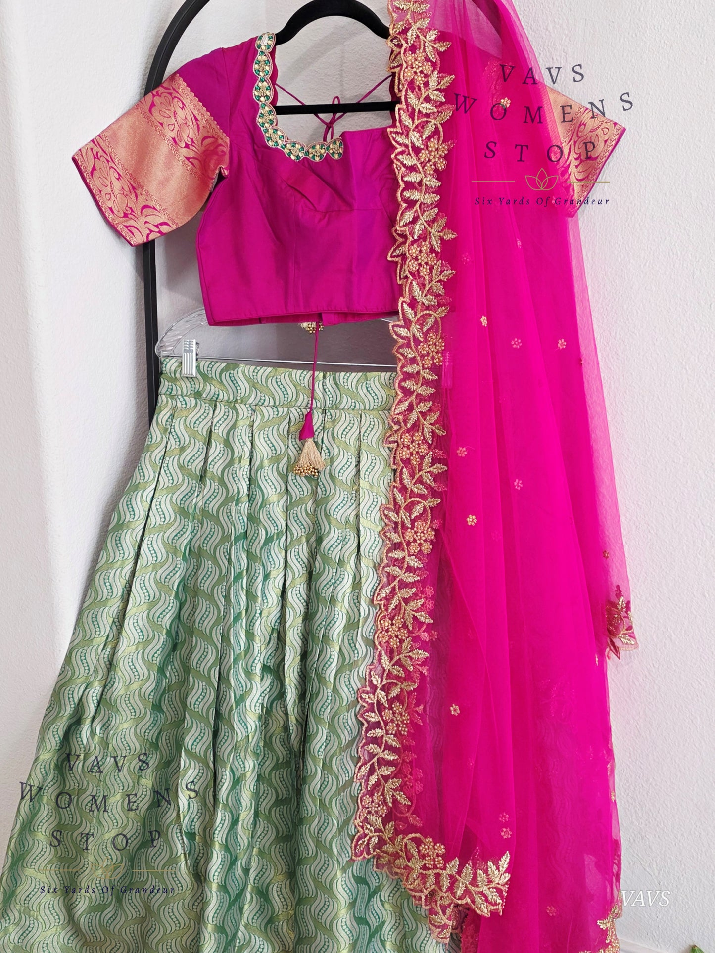 Semi Kanchi Half Saree Set – Traditional South Indian Lehenga for Women | Bridal & Festive Wear |