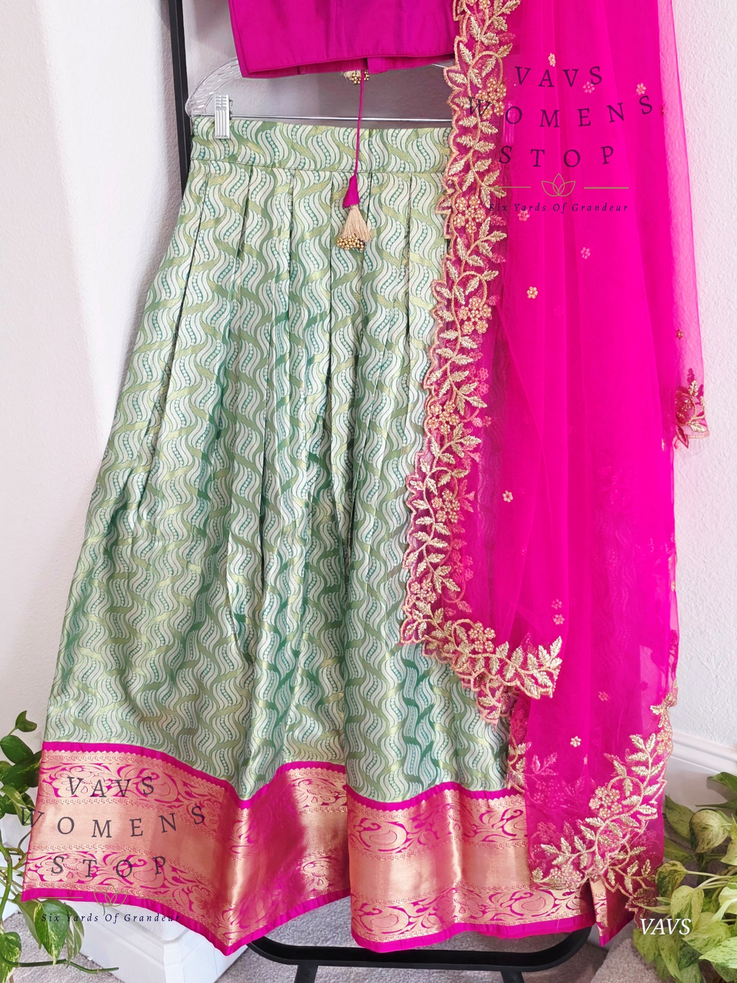 Semi Kanchi Half Saree Set – Traditional South Indian Lehenga for Women | Bridal & Festive Wear |