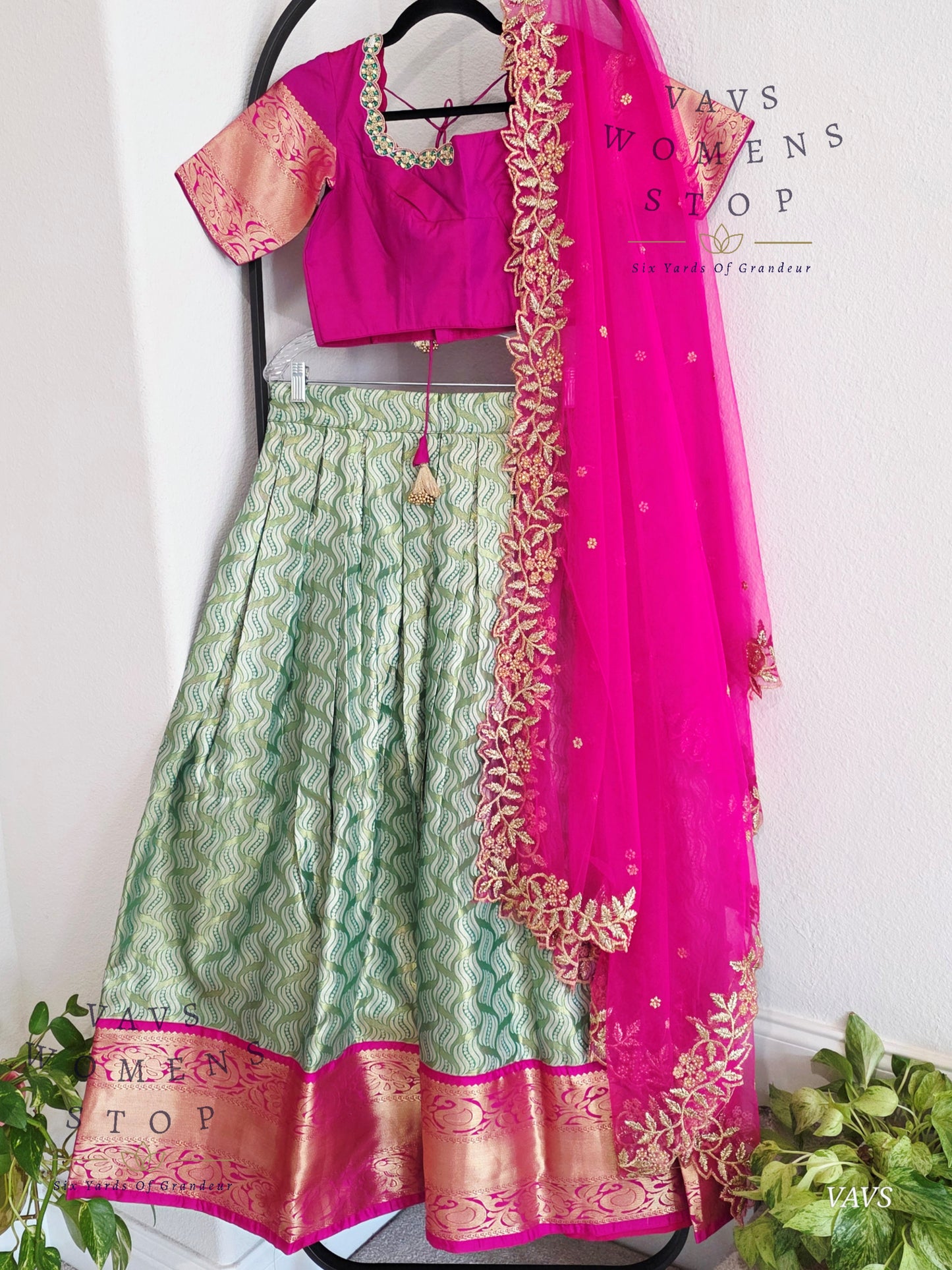 Semi Kanchi Half Saree Set – Traditional South Indian Lehenga for Women | Bridal & Festive Wear |