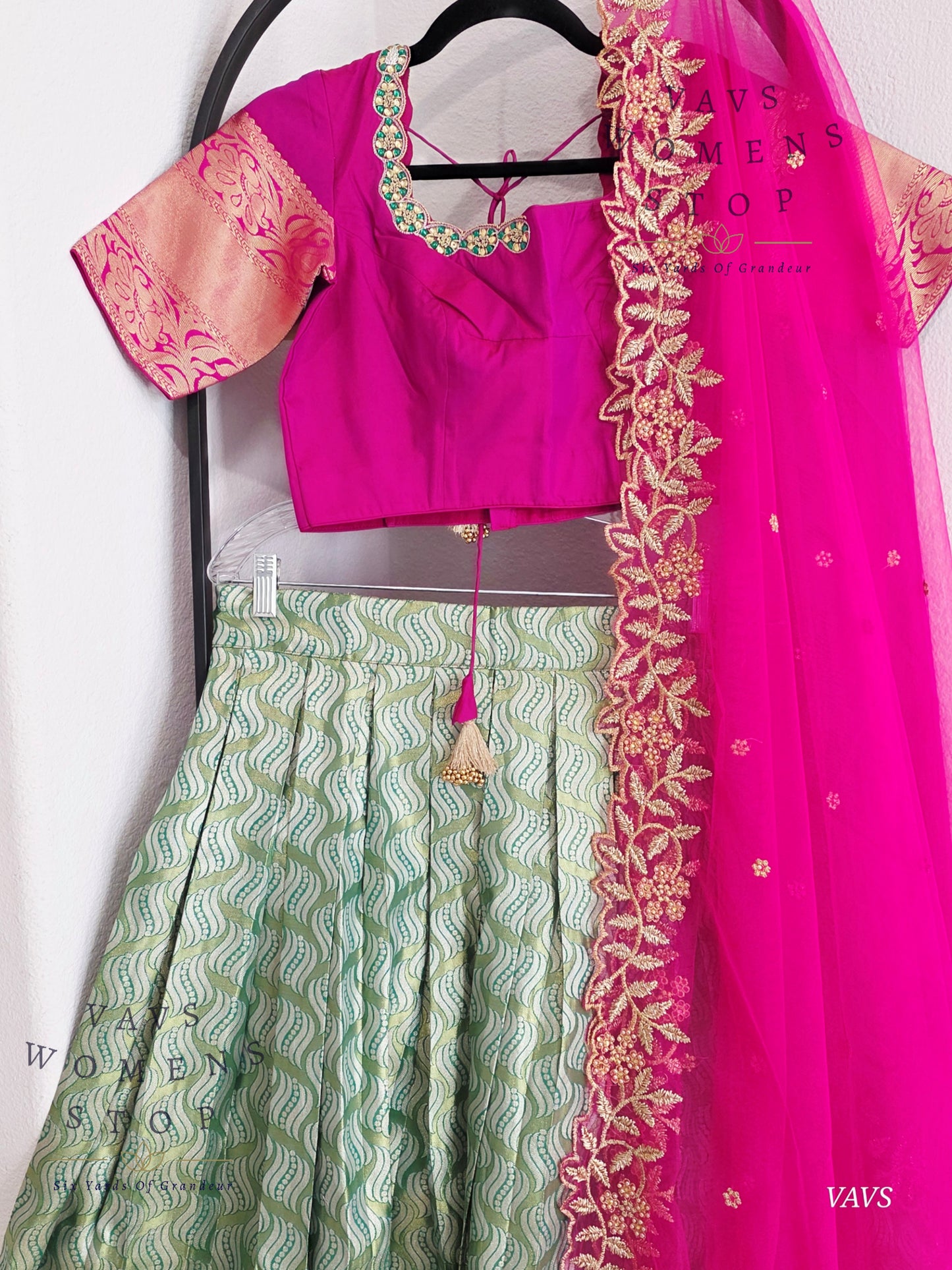Semi Kanchi Half Saree Set – Traditional South Indian Lehenga for Women | Bridal & Festive Wear |