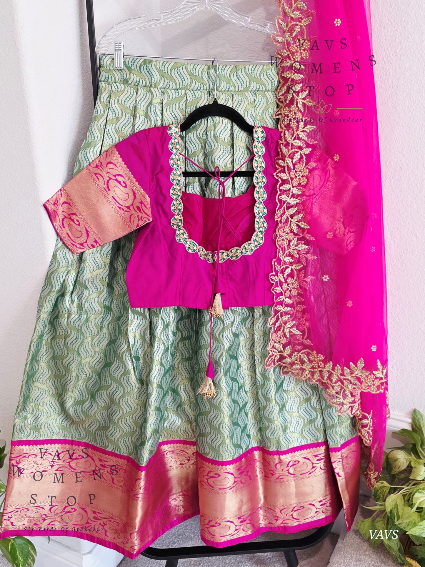 Semi Kanchi Half Saree Set – Traditional South Indian Lehenga for Women | Bridal & Festive Wear |